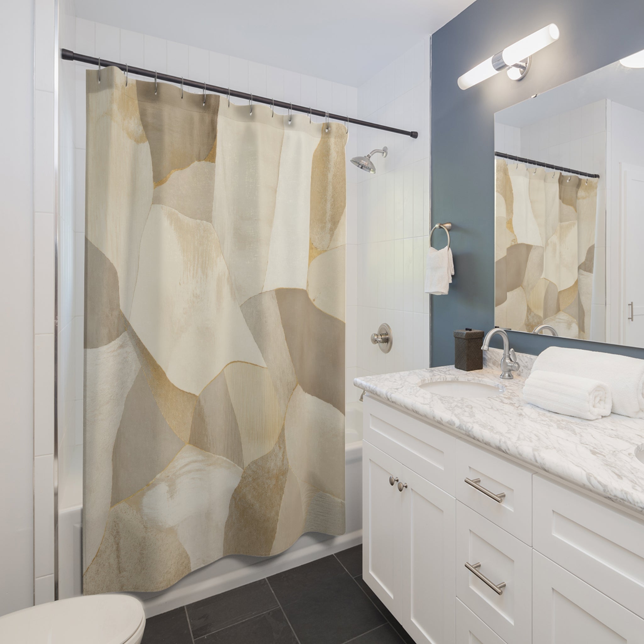 Neutral Abstract Collage Shower Curtain