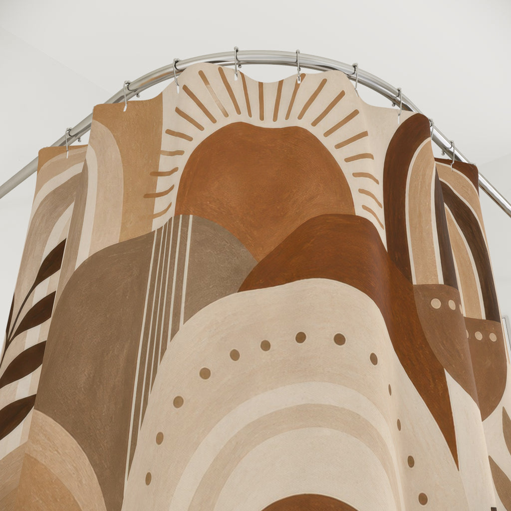 Brown Beige Sun Arch Shower Curtain