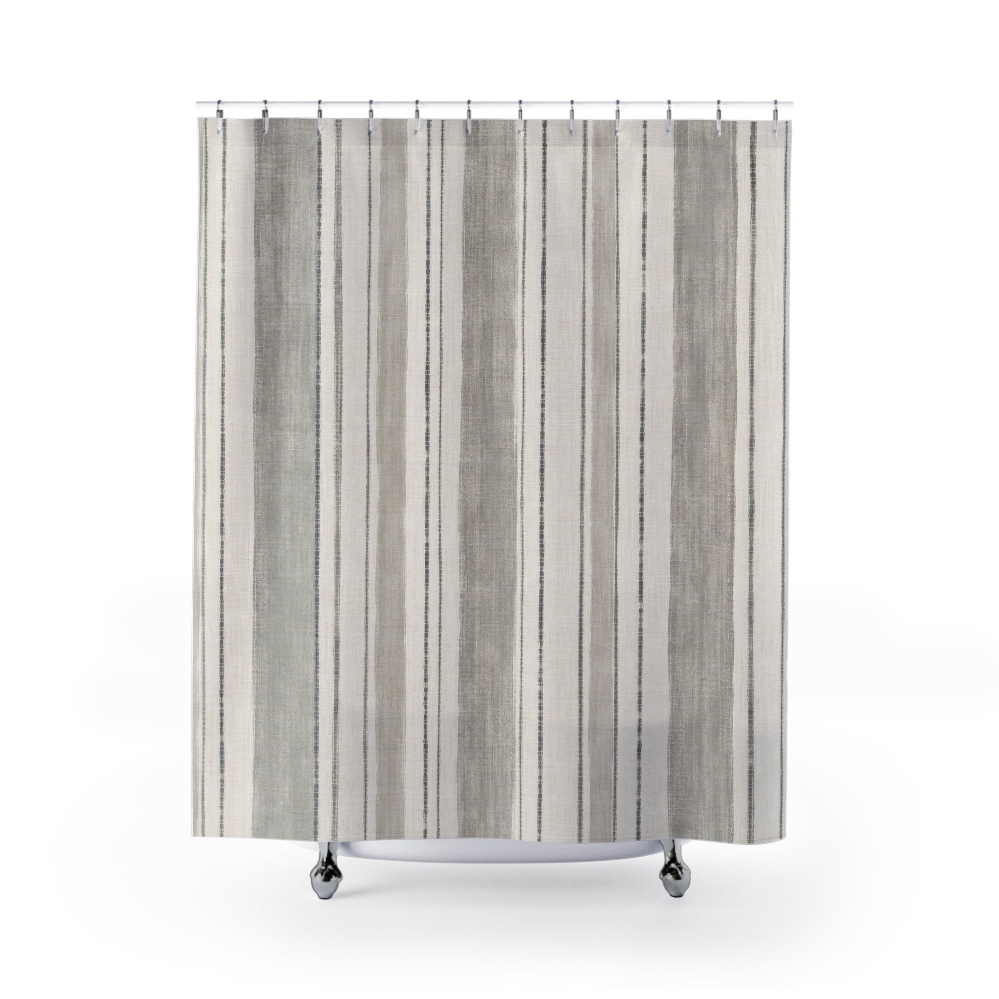 Grey Ticking Stripe Shower Curtain