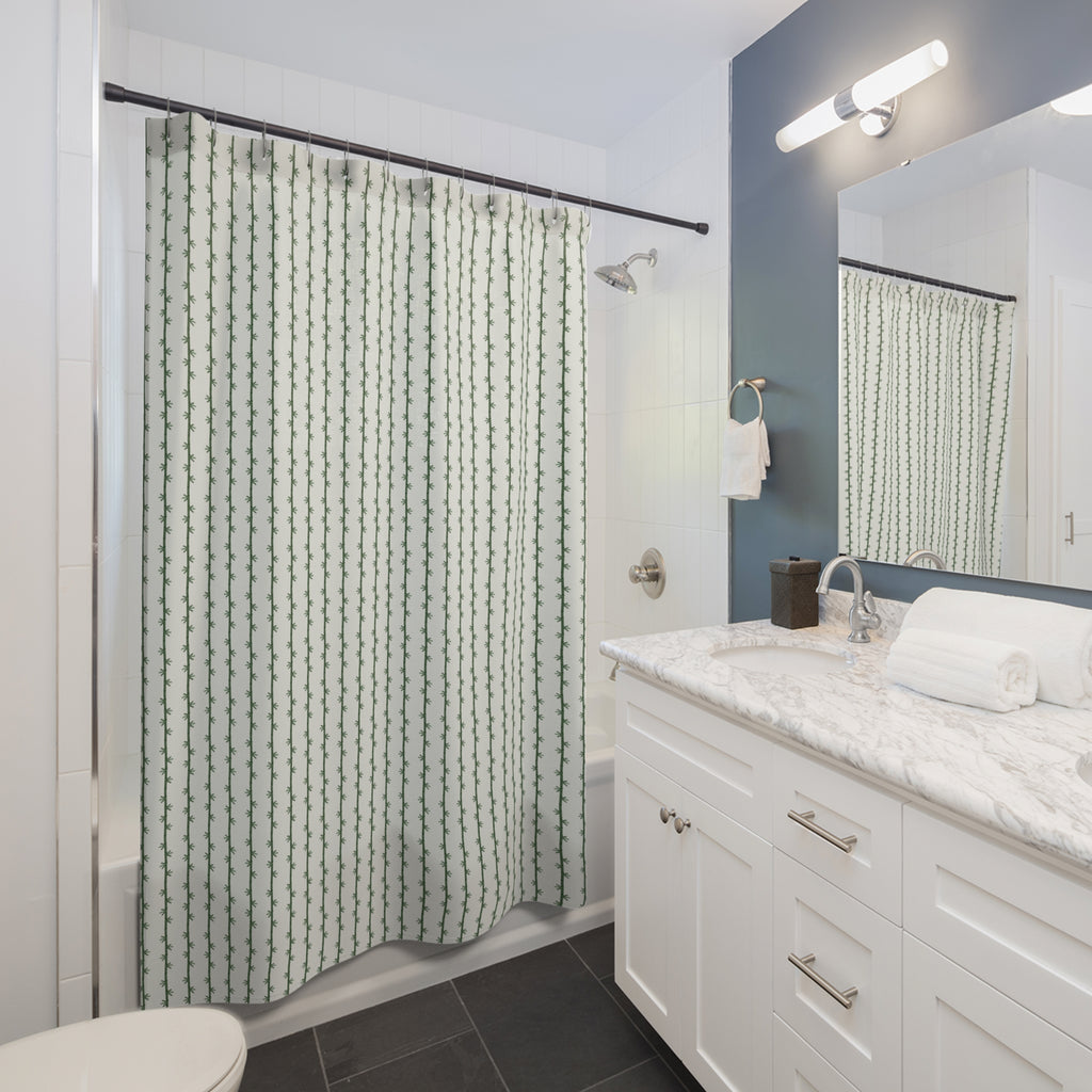 Bamboo Shower Curtain – Green Stalk Chinoiserie