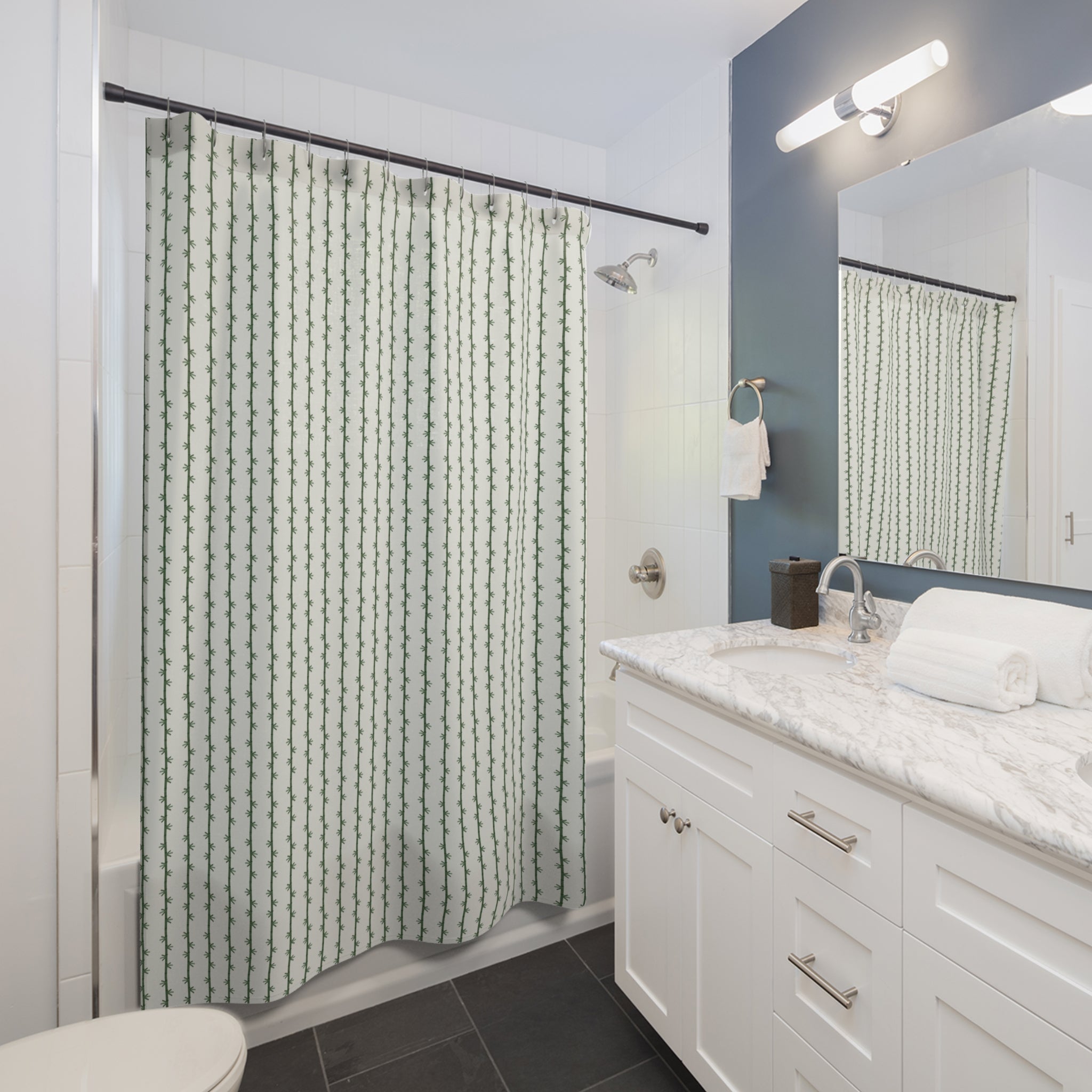 Bamboo Shower Curtain – Green Stalk Chinoiserie