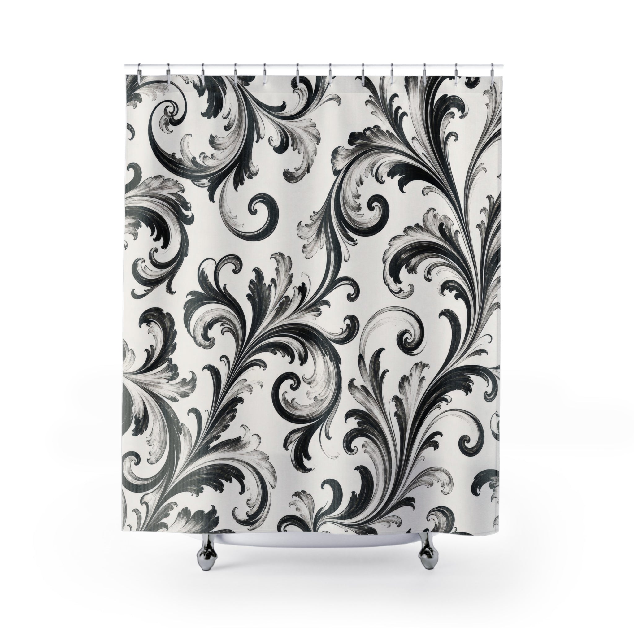 Black White Damask Shower Curtain