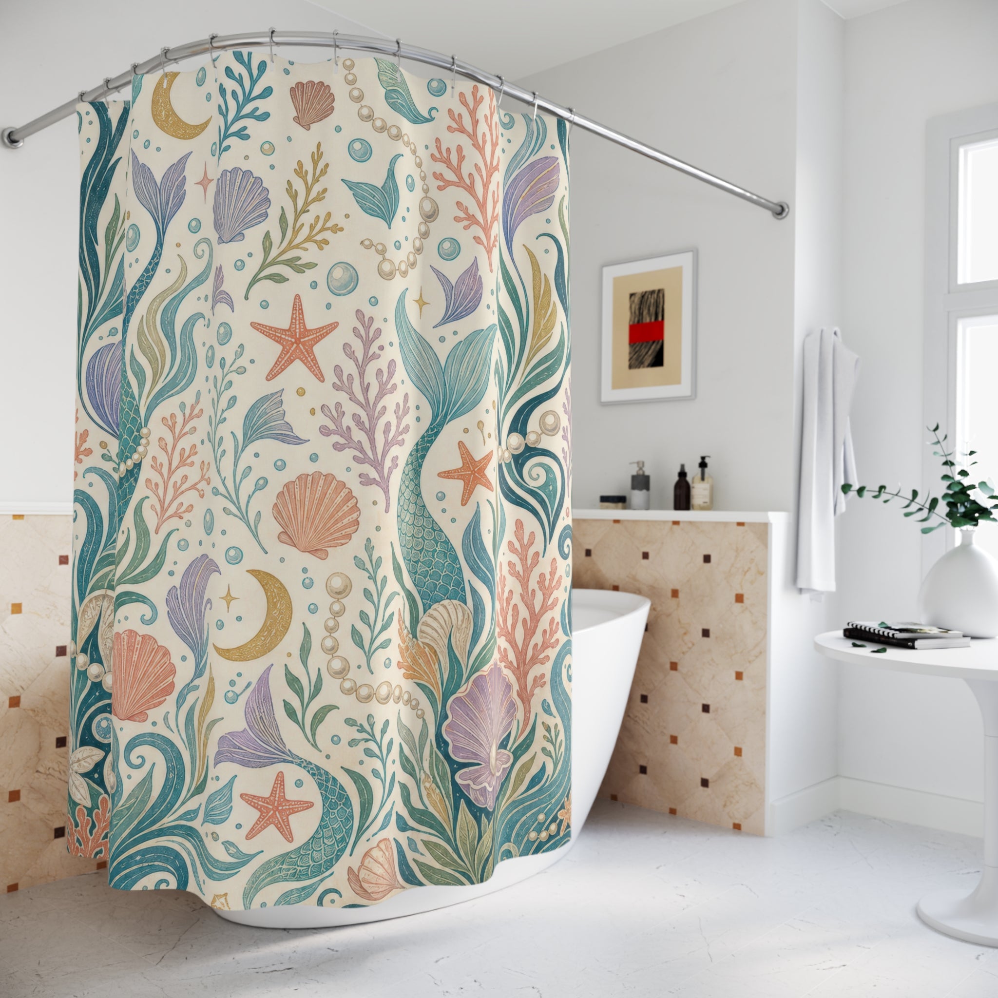 Mermaid Ocean Coastal Shower Curtain