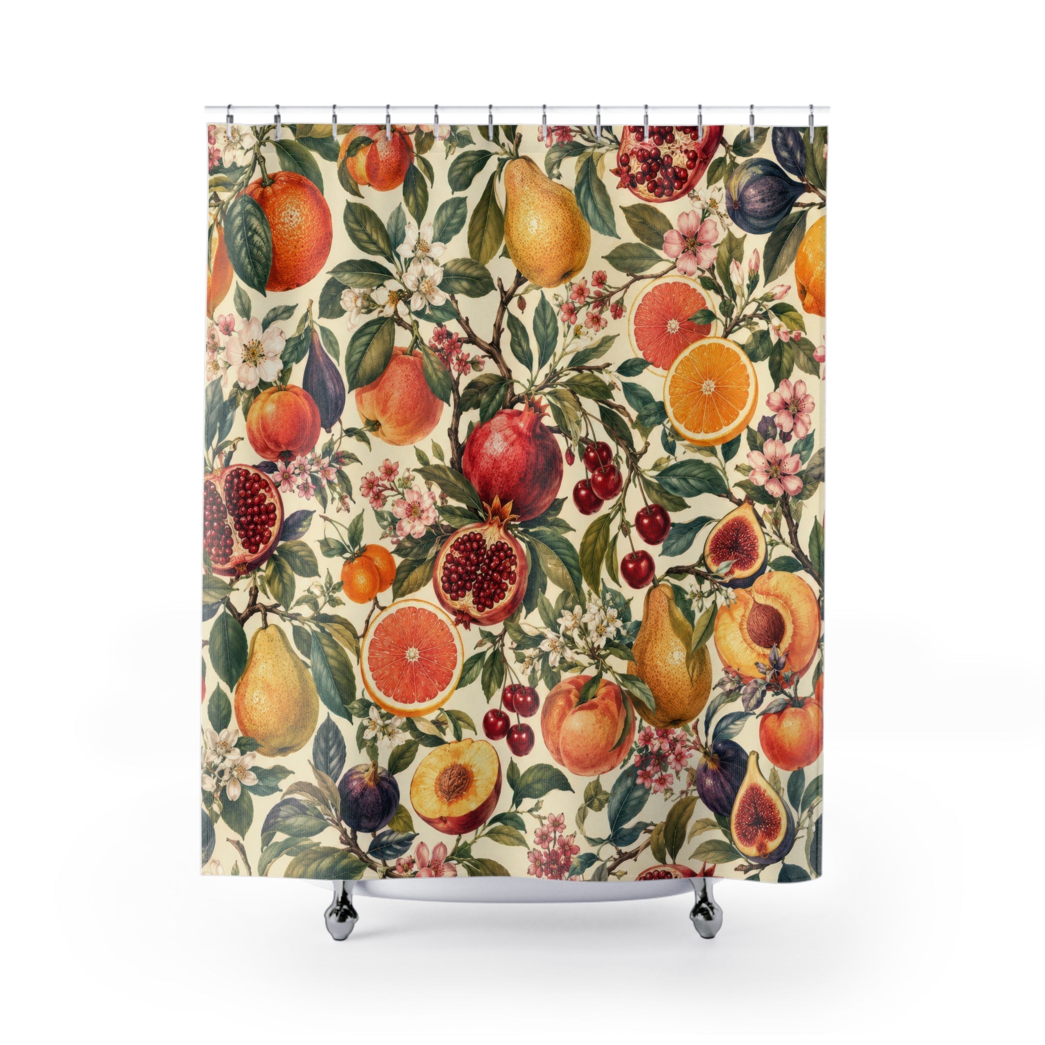 Fruit Shower Curtain: Citrus Pomegranate Botanical