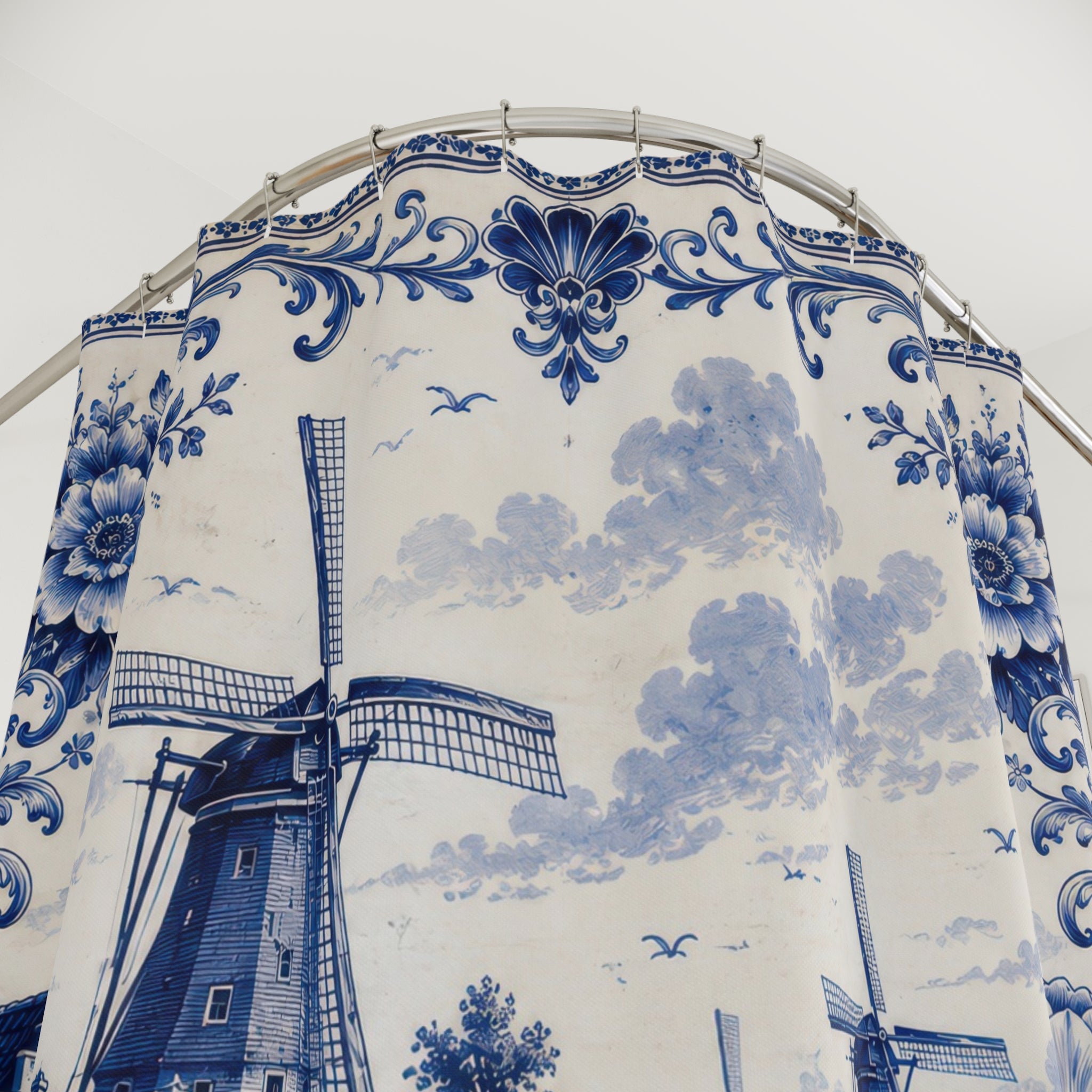Dutch Blue Shower Curtain: Delft Canal