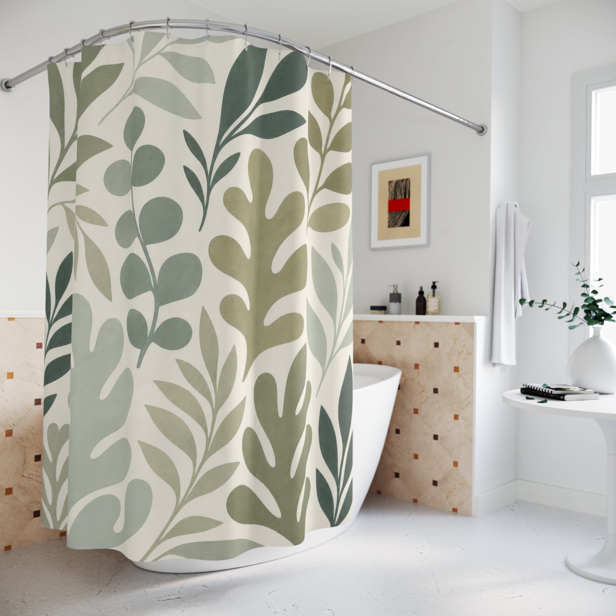 Sage Cutout Leaf Shower Curtain