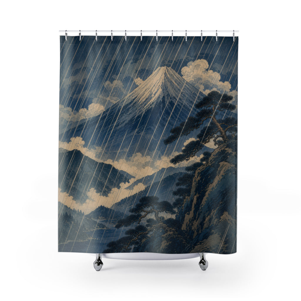 Torrential Rain Mountain Print Shower Curtain