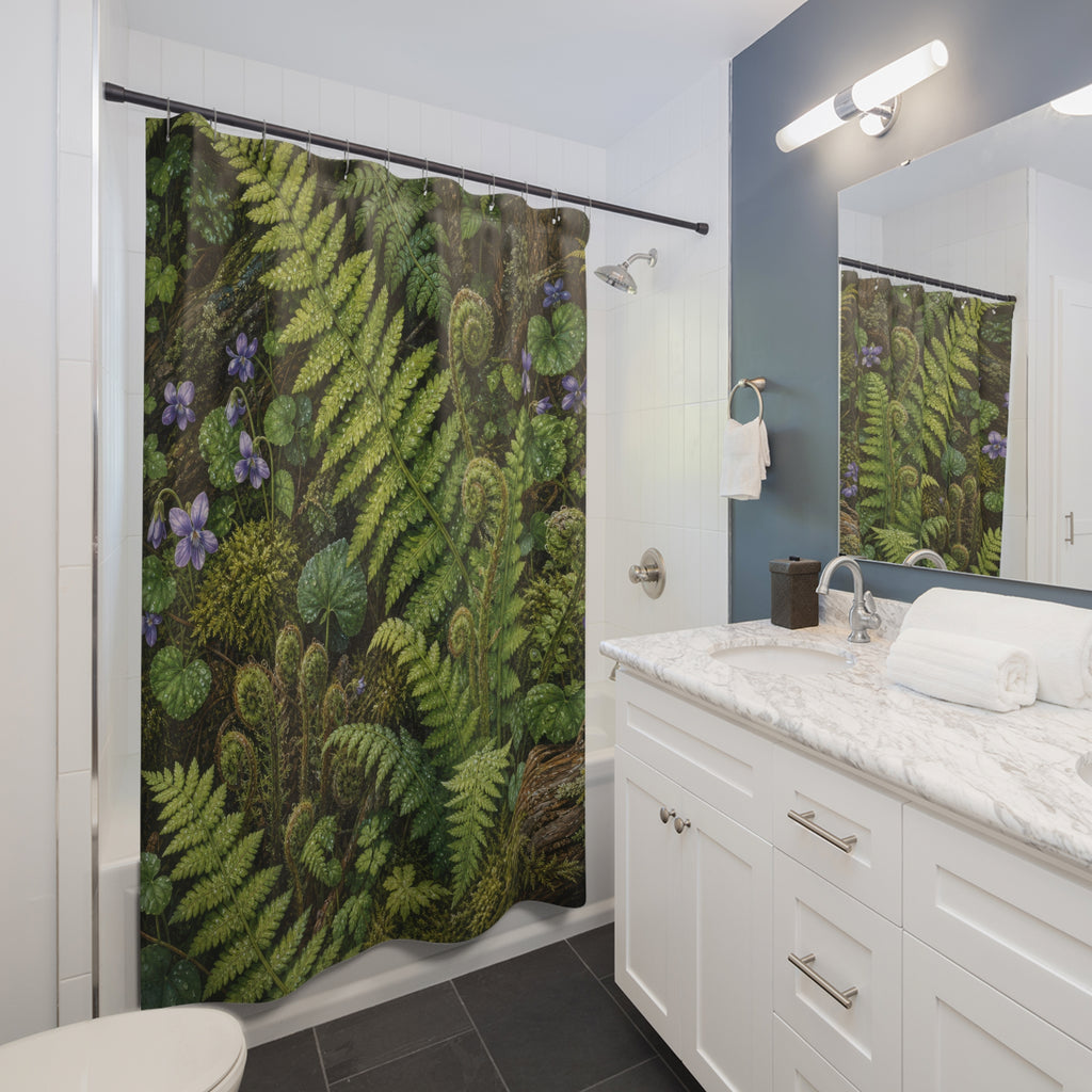 Fern Moss Fiddlehead Tapestry Shower Curtain