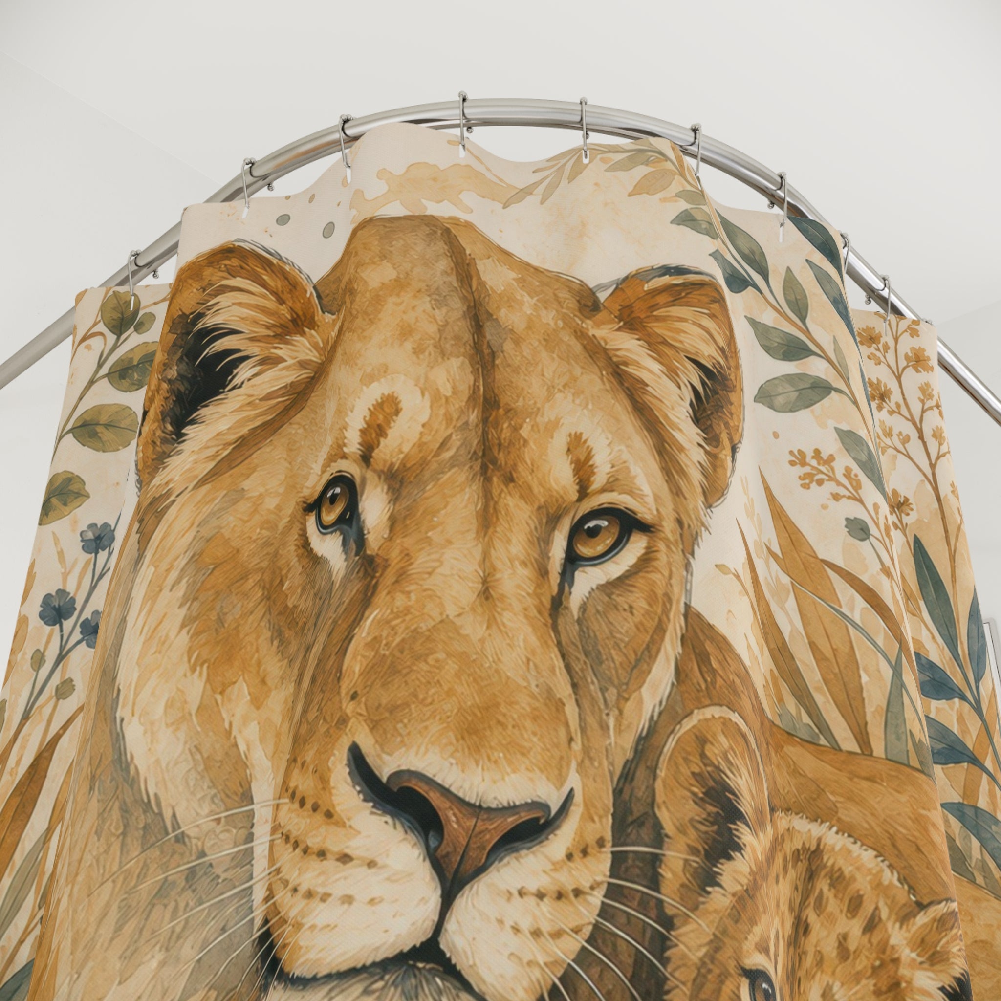 Lioness Cubs Safari Animal Scene Shower Curtain