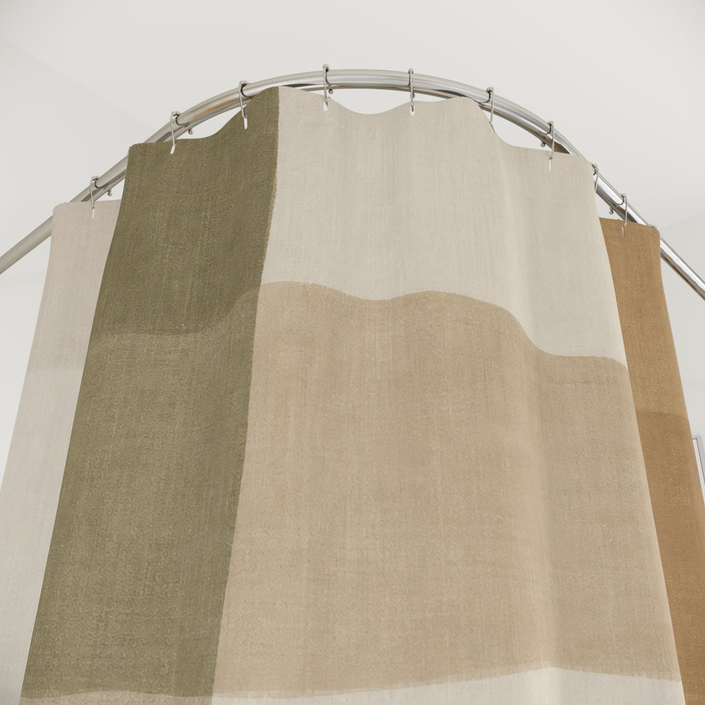 Checkered Shower Curtain, Sage Tan Soft Block Pattern, Green Beige Bathroom Decor, Modern Neutral Guest Bath Soft Farmhouse Style