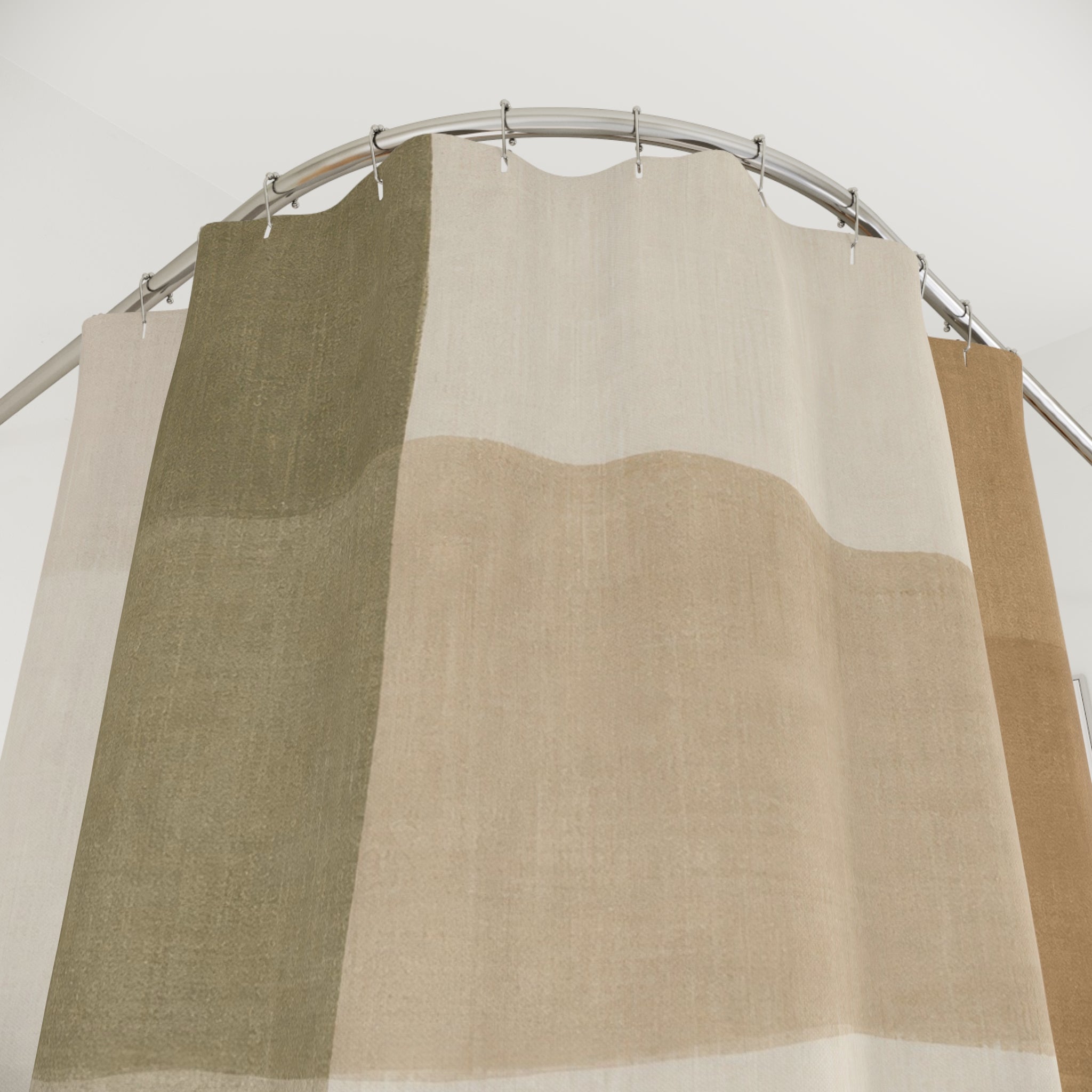 Checkered Shower Curtain, Sage Tan Soft Block Pattern, Green Beige Bathroom Decor, Modern Neutral Guest Bath Soft Farmhouse Style