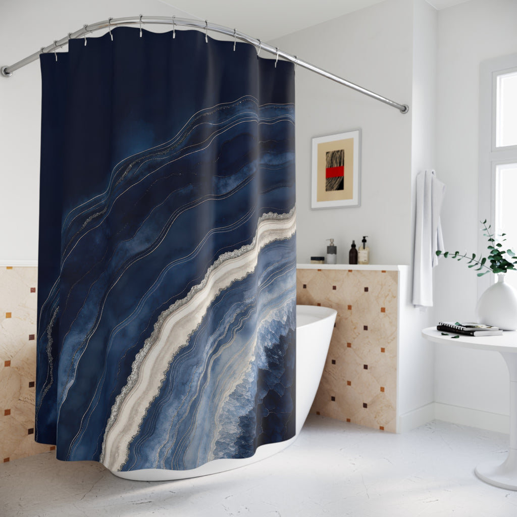 Indigo Geode Navy Shower Curtain