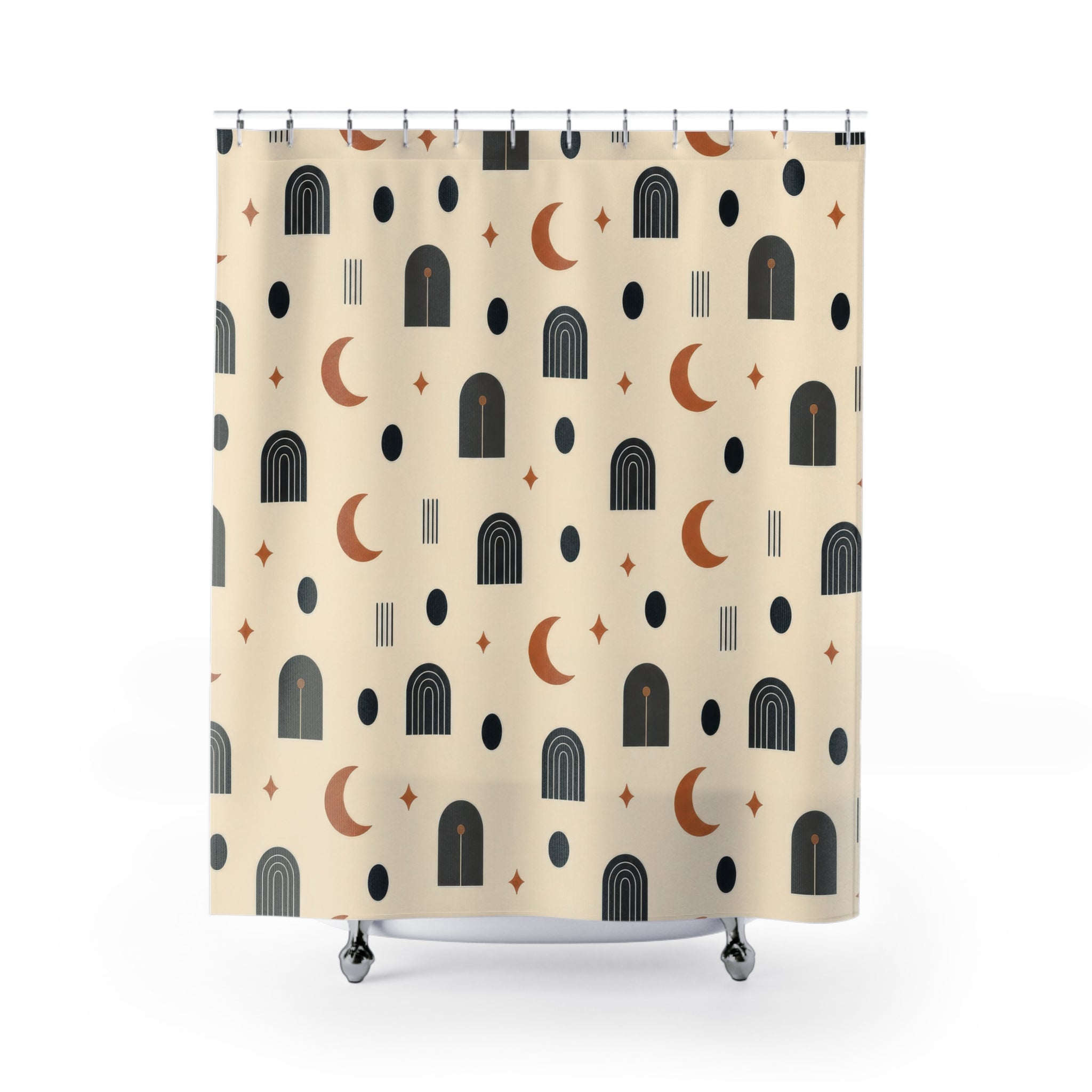 Black Copper Geometric Shower Curtain