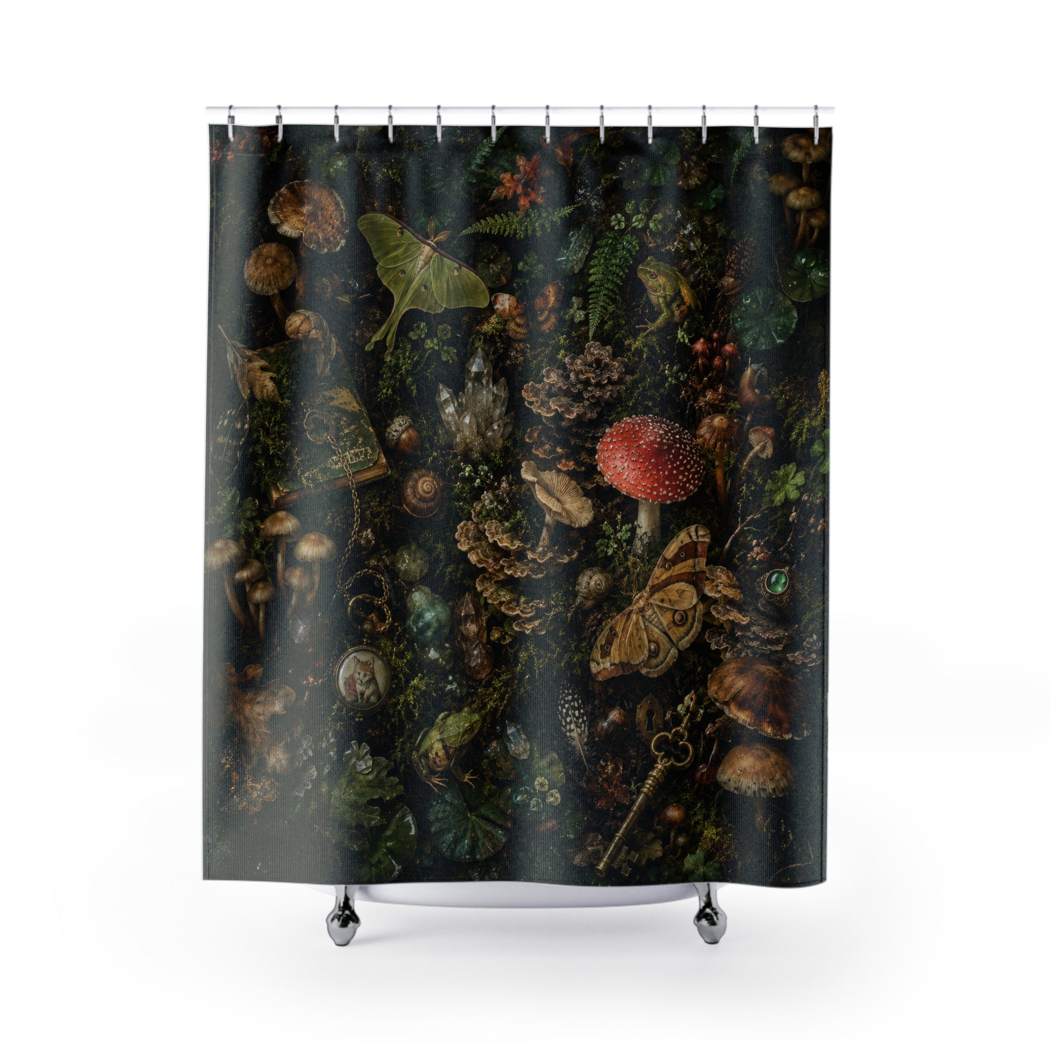 Goblincore Shower Curtain: Mushroom Forest
