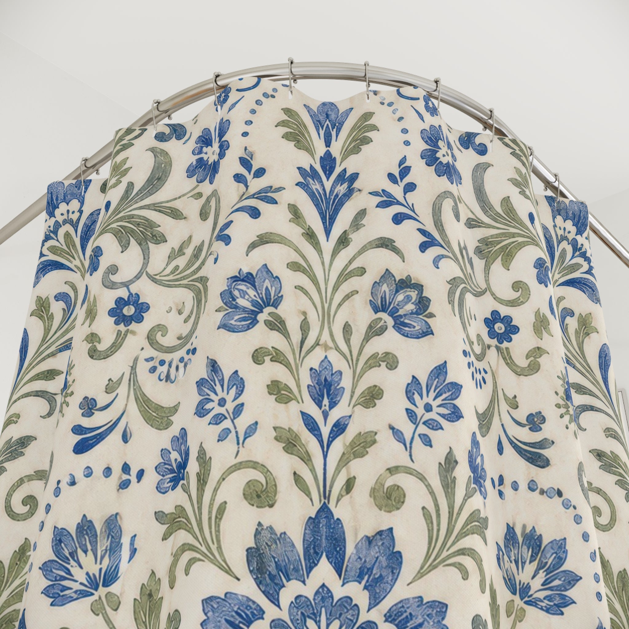 Blue and White Shower Curtain