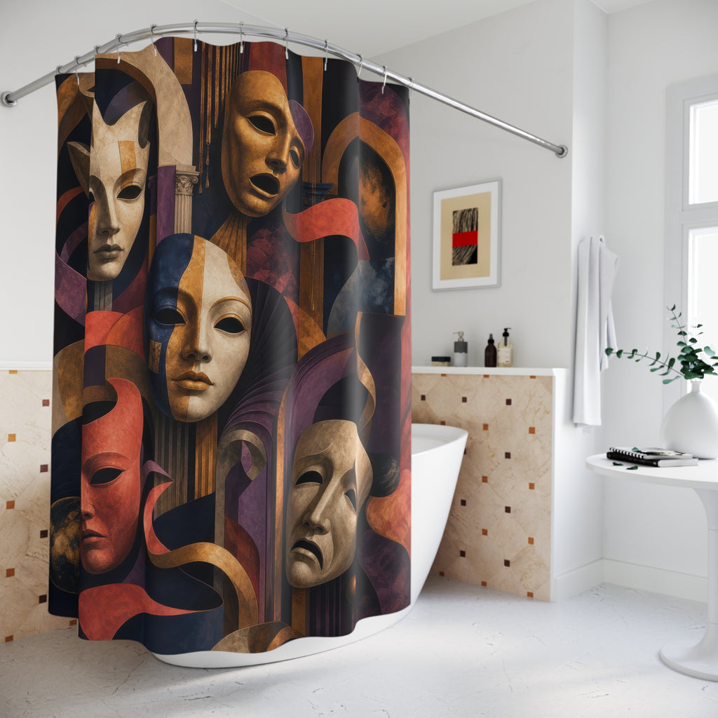 Surreal Theatre Masks Artistic Shower Curtain
