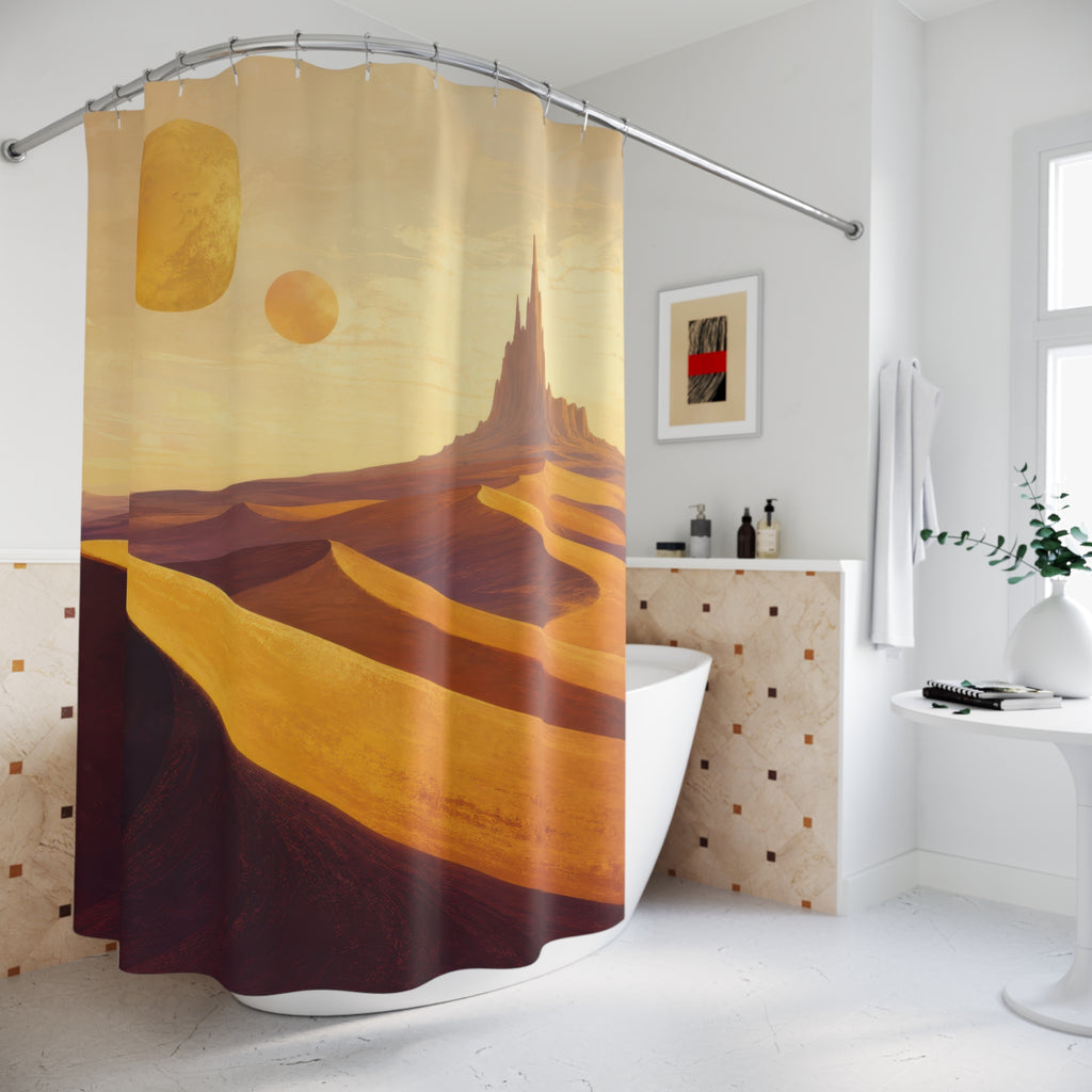 Golden Orbit Desert Shower Curtain