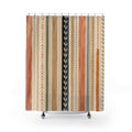 Olive Green Terracotta Geometric Stripe Shower Curtain
