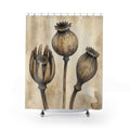 Neutral Seed Pod Botanical Shower Curtain