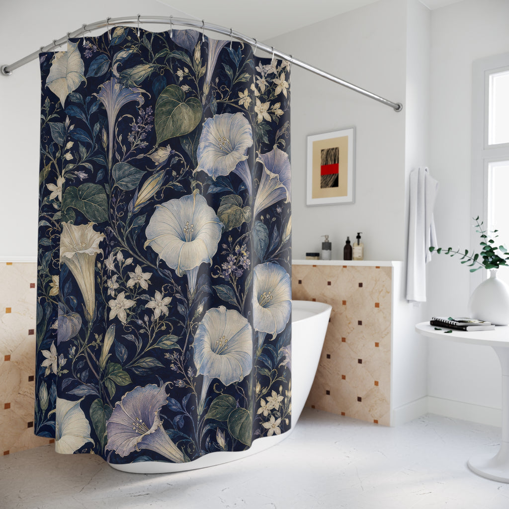 Navy Night Garden Shower Curtain