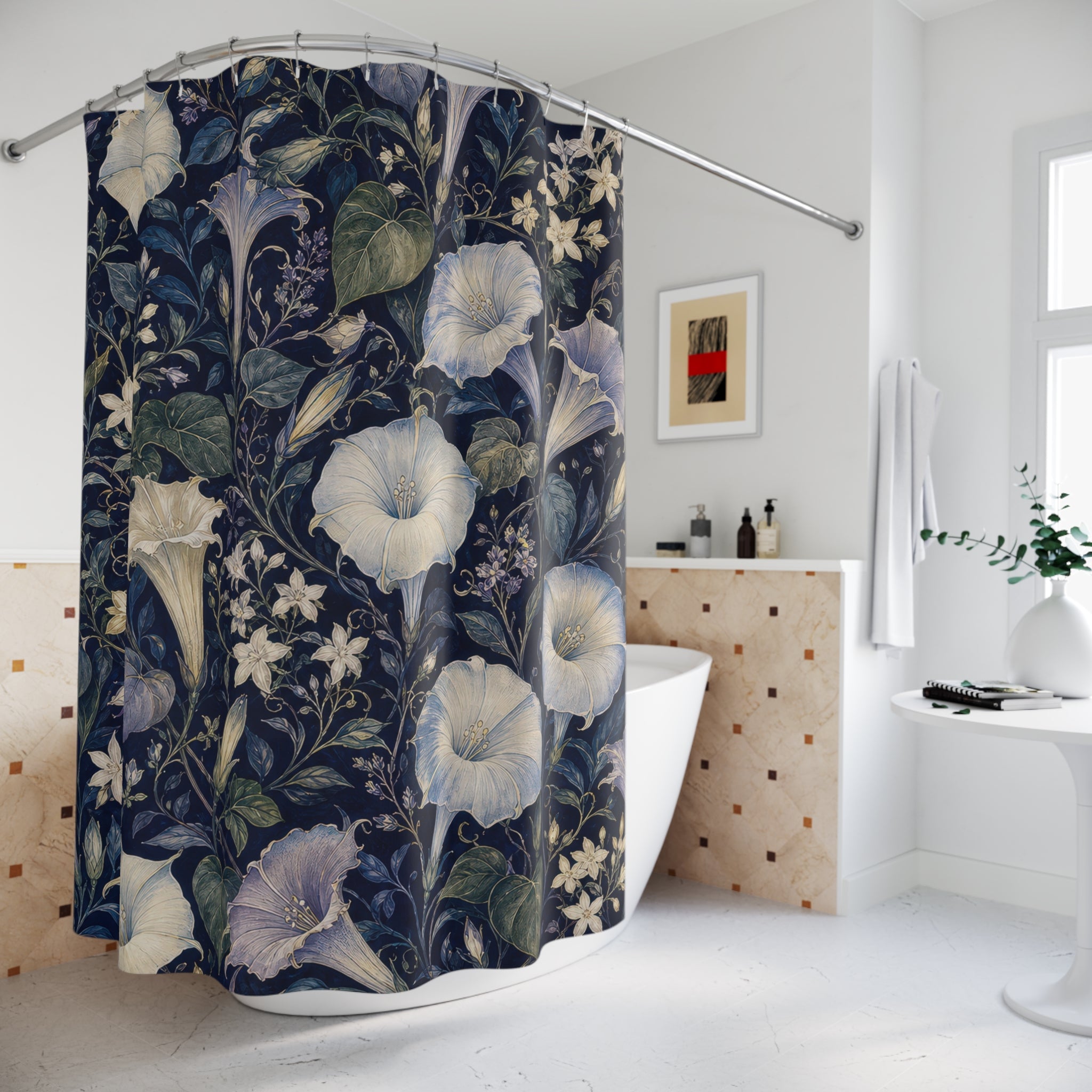 Navy Night Garden Shower Curtain
