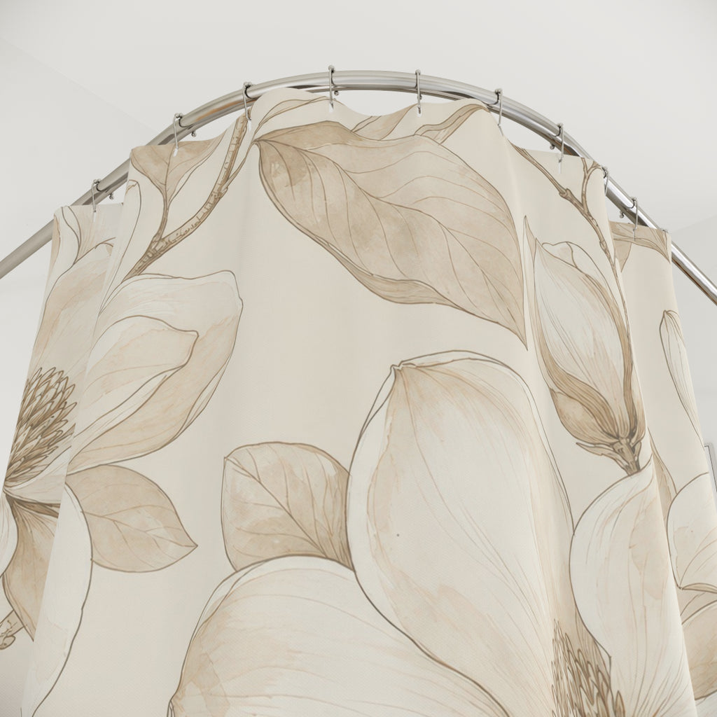 Magnolia Floral Line Shower Curtain