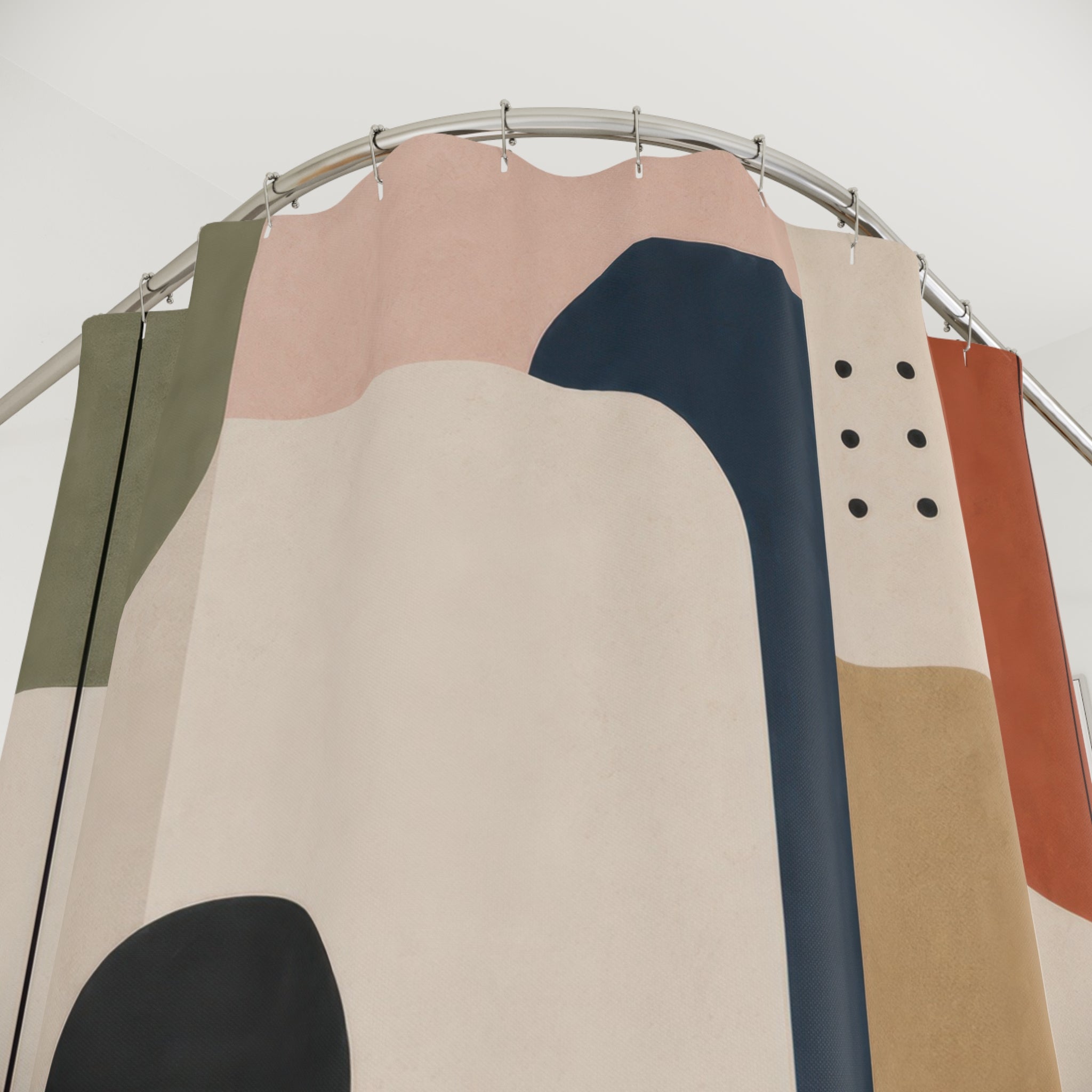 Navy Sage Geometric Shower Curtain