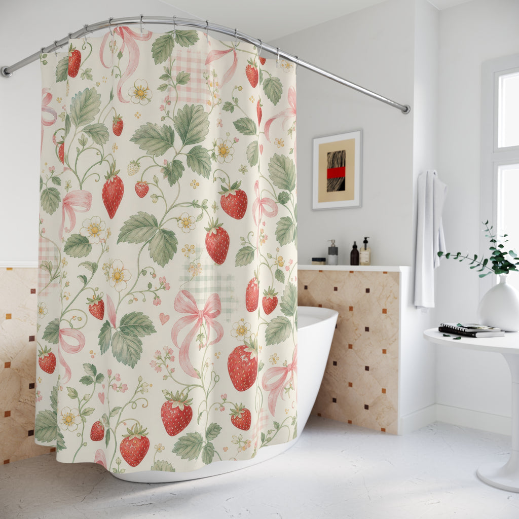 Strawberry Bow Cute Shower Curtain