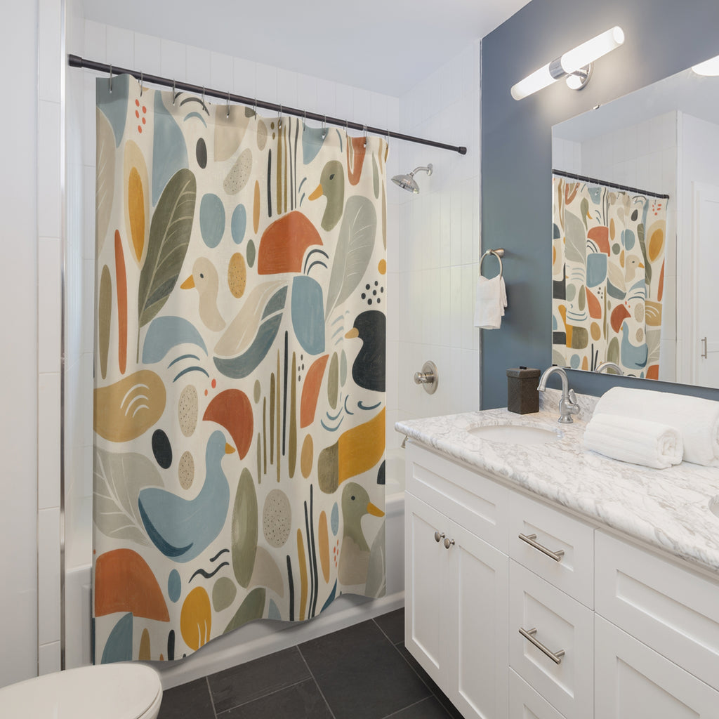 Modern Abstract Duck Shower Curtain