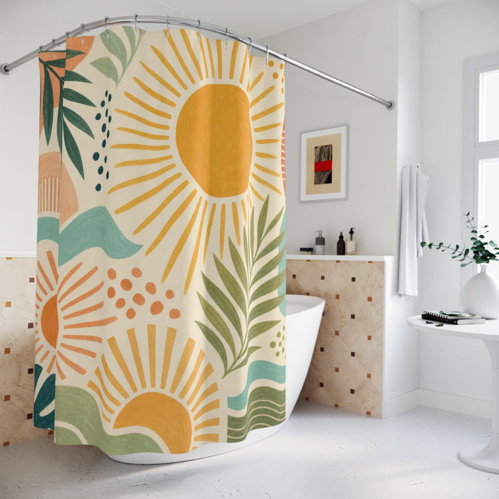 Yellow Sun Palm Shower Curtain