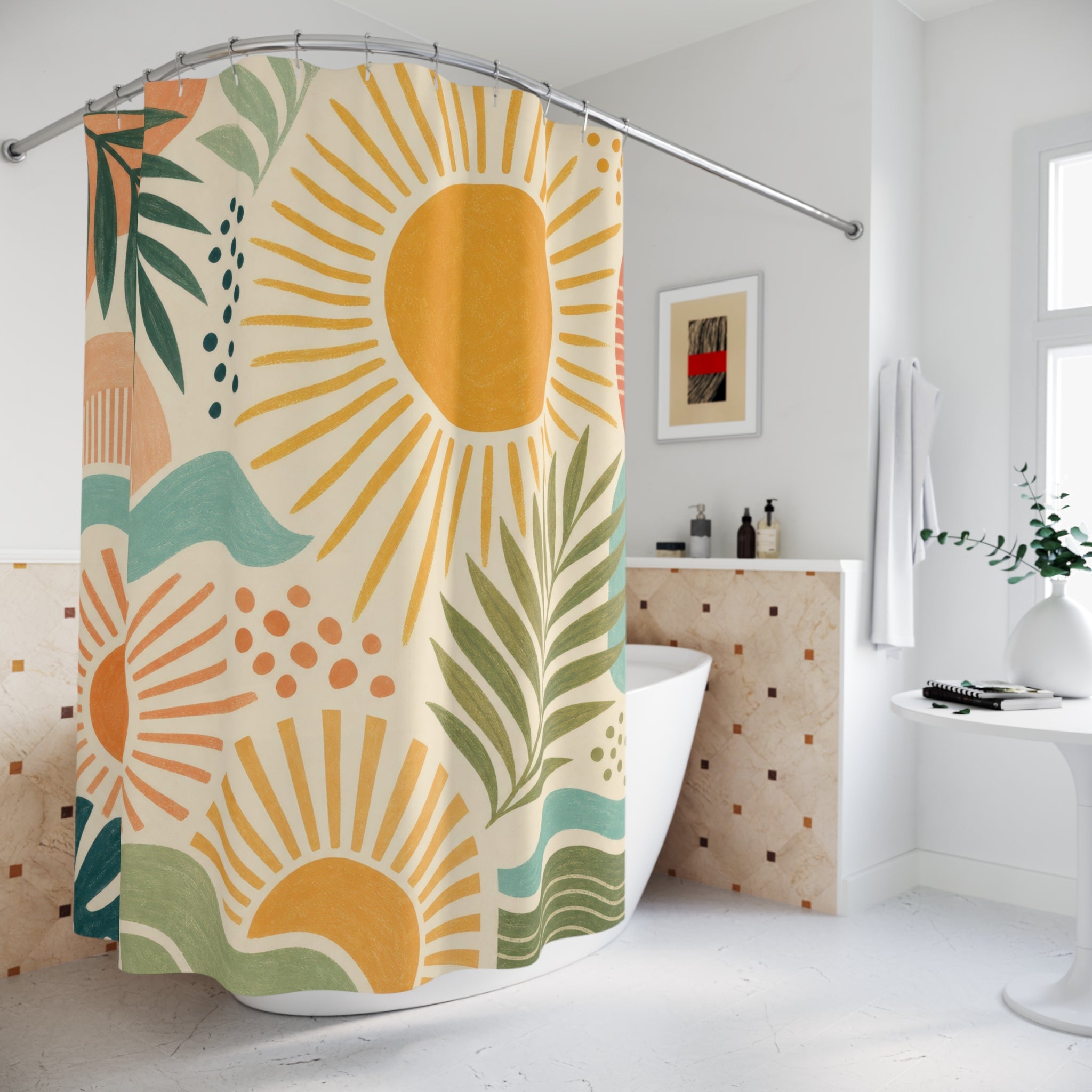Yellow Sun Palm Shower Curtain
