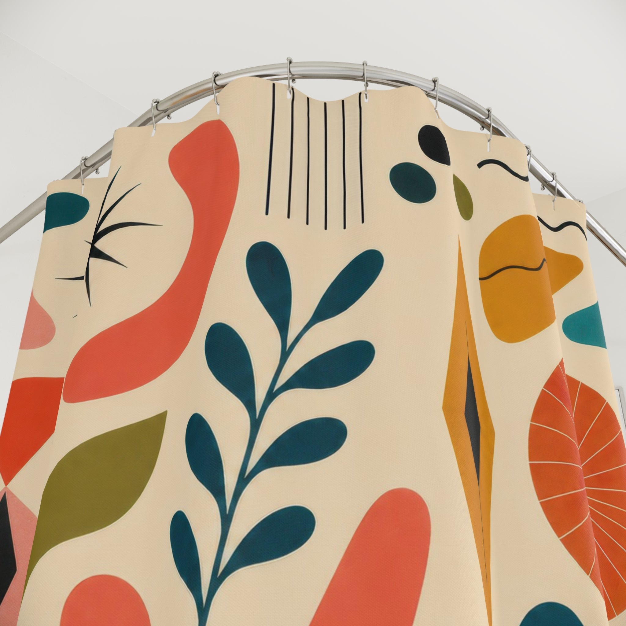 Colorful Retro Geometric Mid Century Modern Shower Curtain