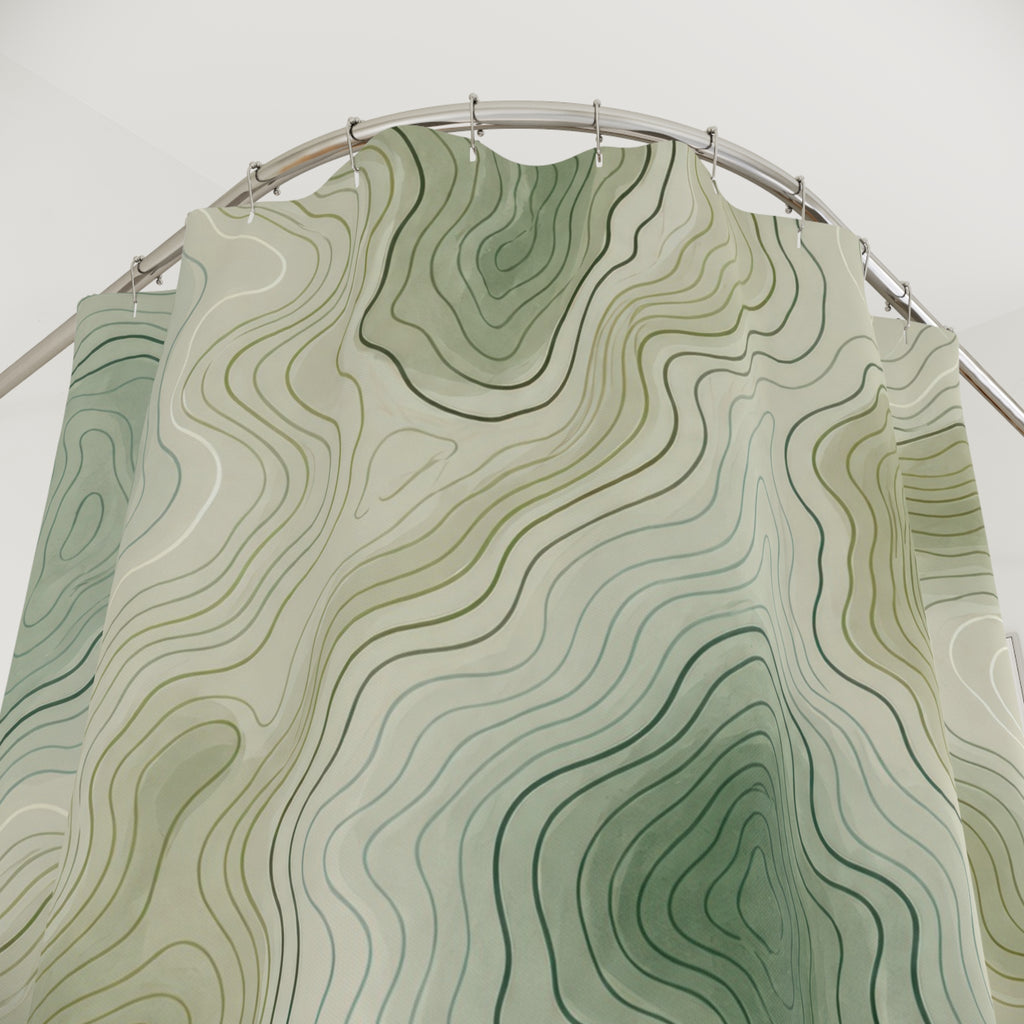 Green Abstract Line Shower Curtain