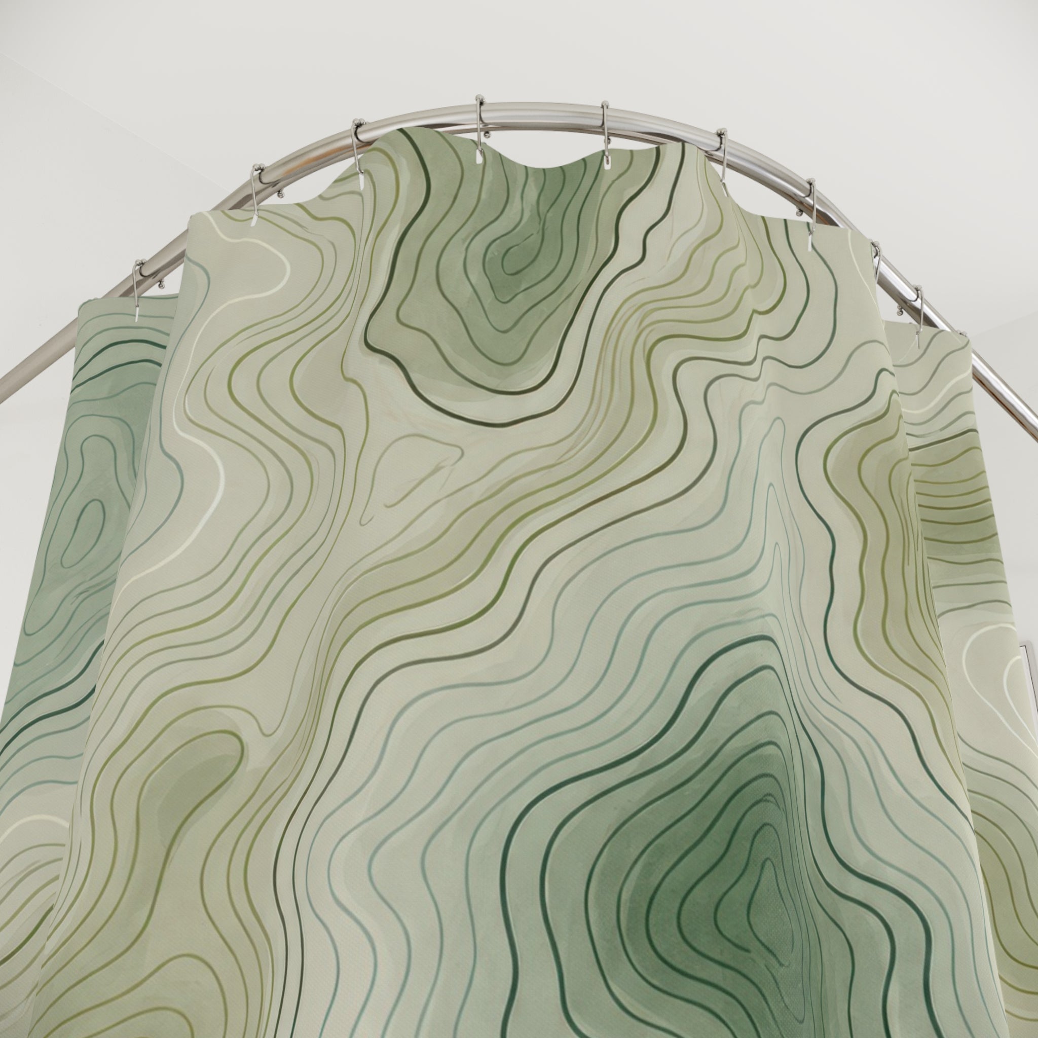 Green Abstract Line Shower Curtain