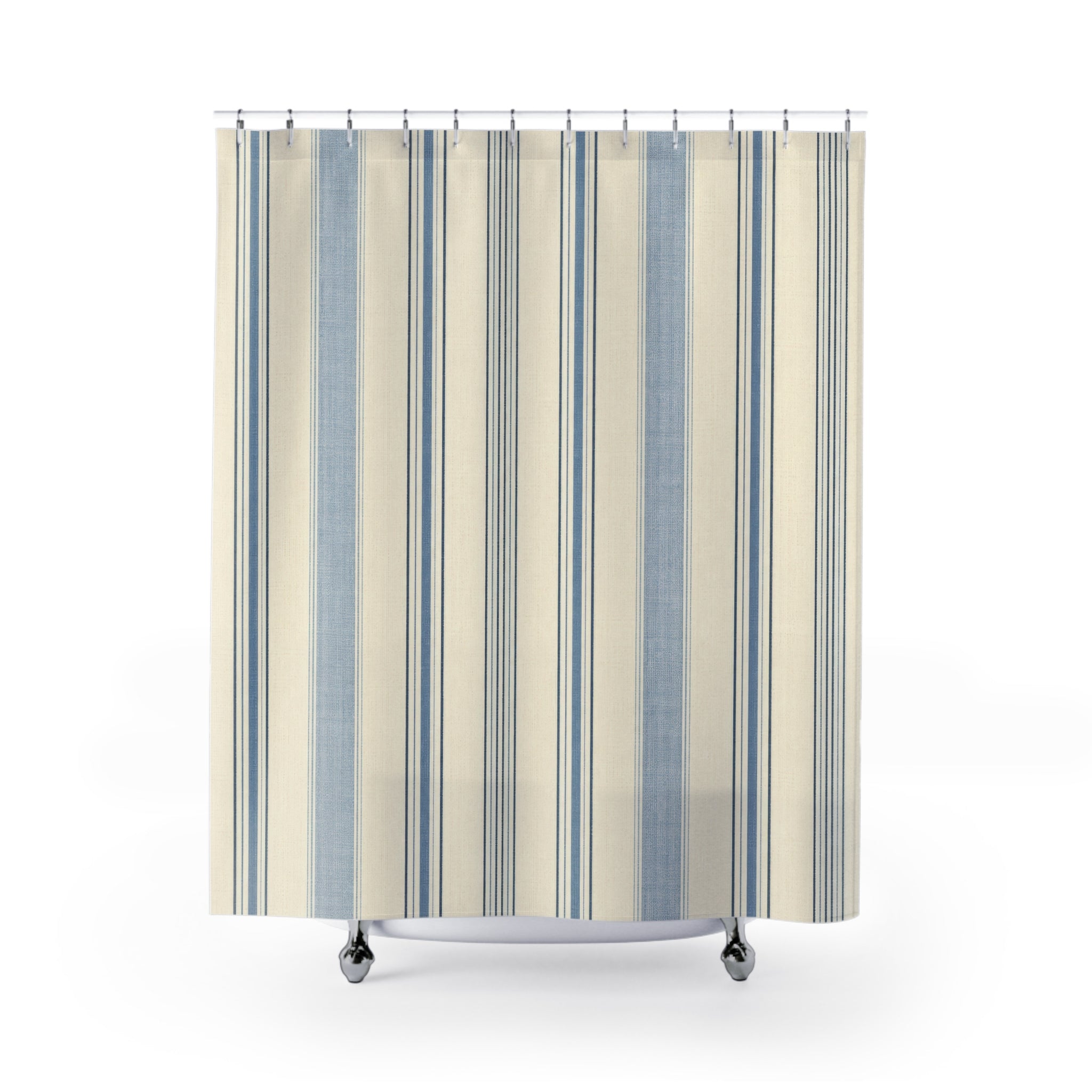 Porcelain Blue Double Line Shower Curtain