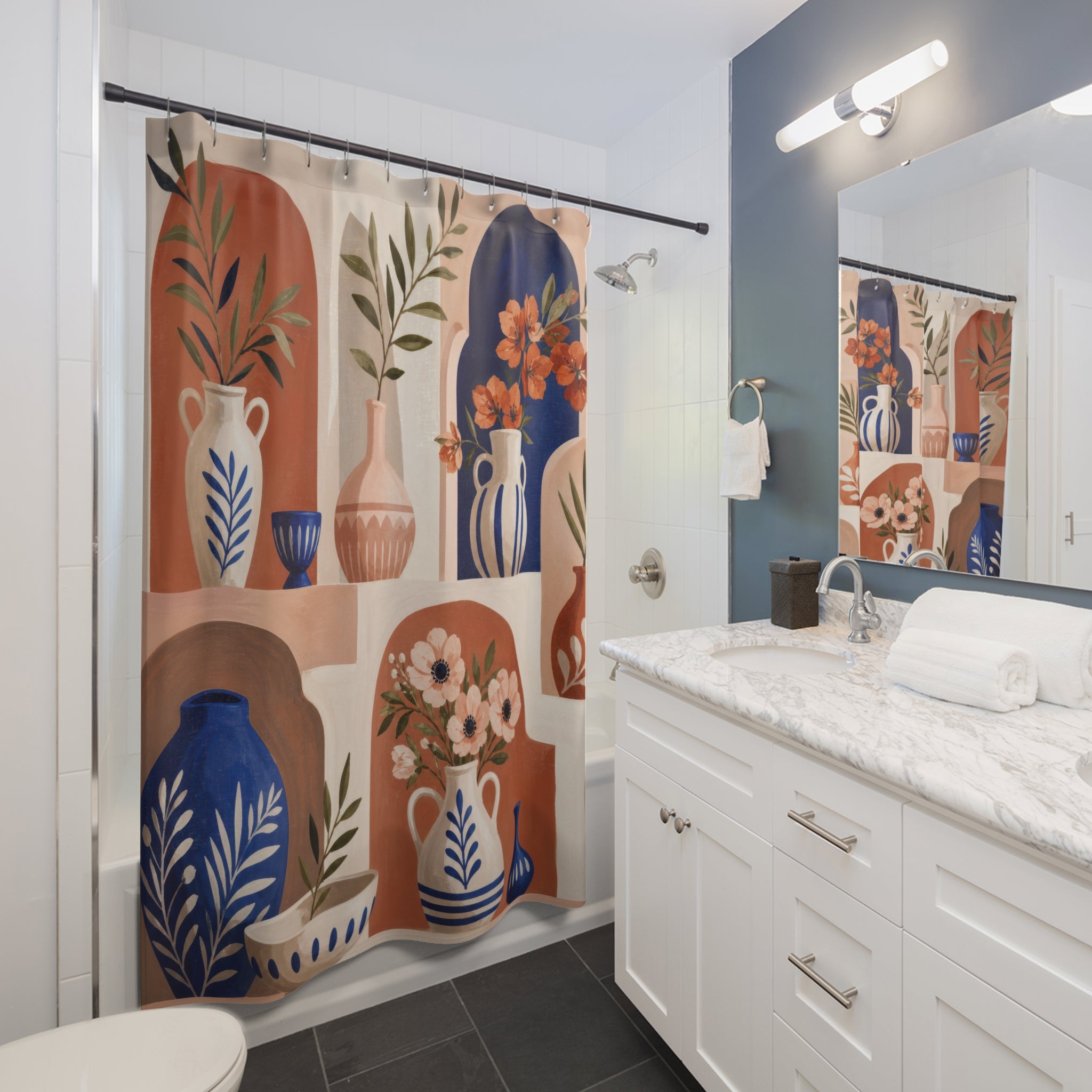 Ceramic Garden Artistic Shower Curtain