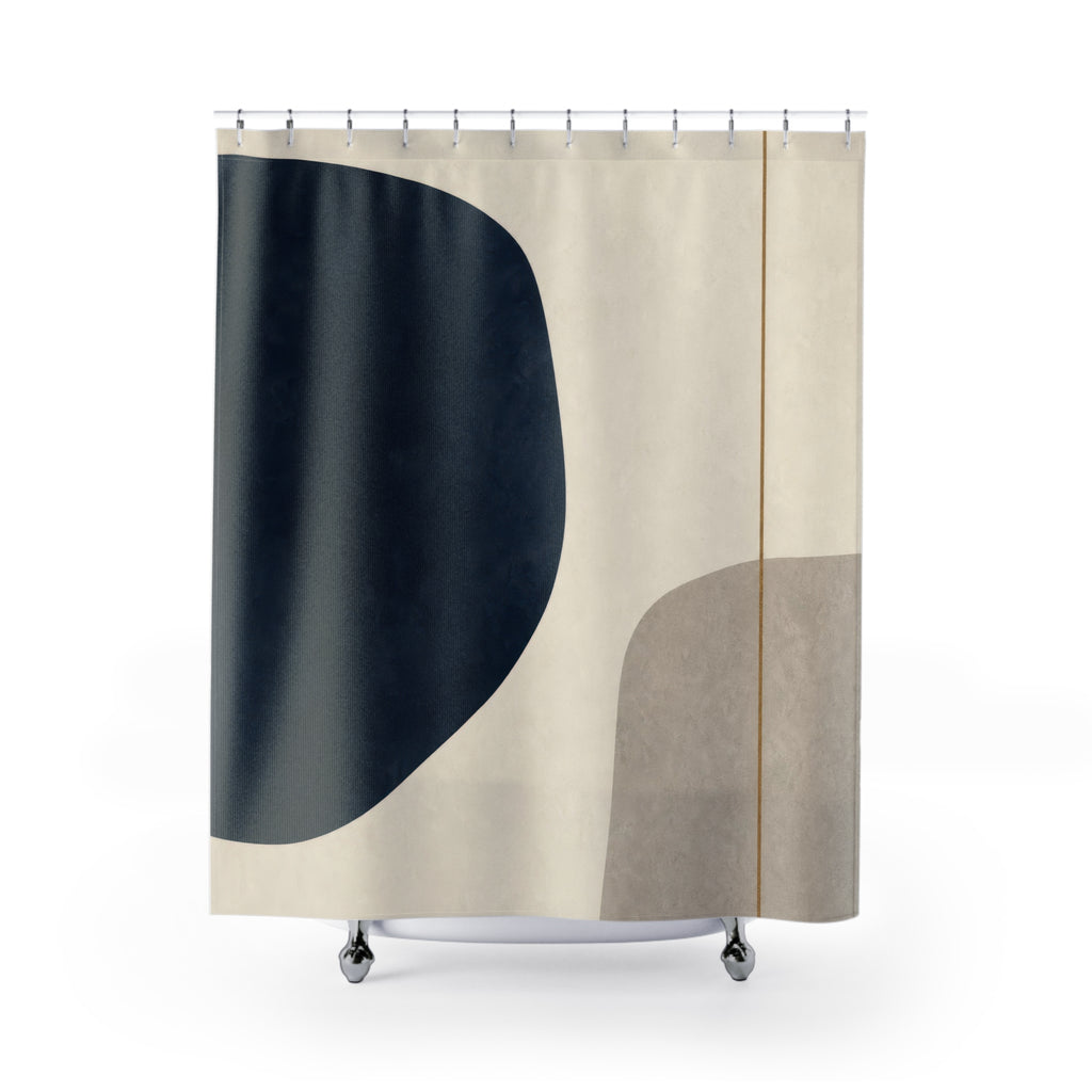 Beige Gray Modern Navy Shower Curtain: Beige Gray Modern Showe
