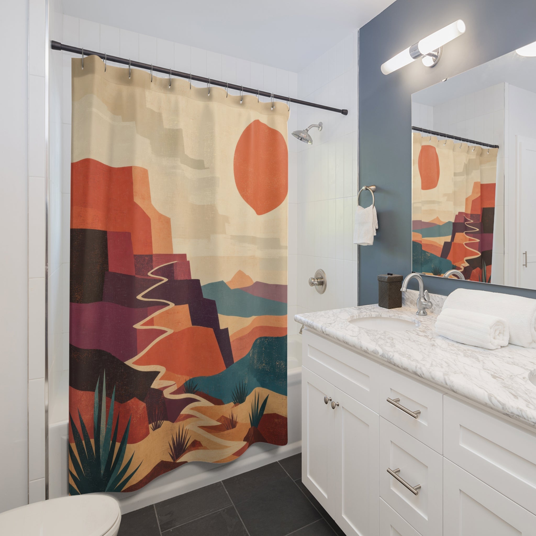 Desert Sun Geometry Western Shower Curtain