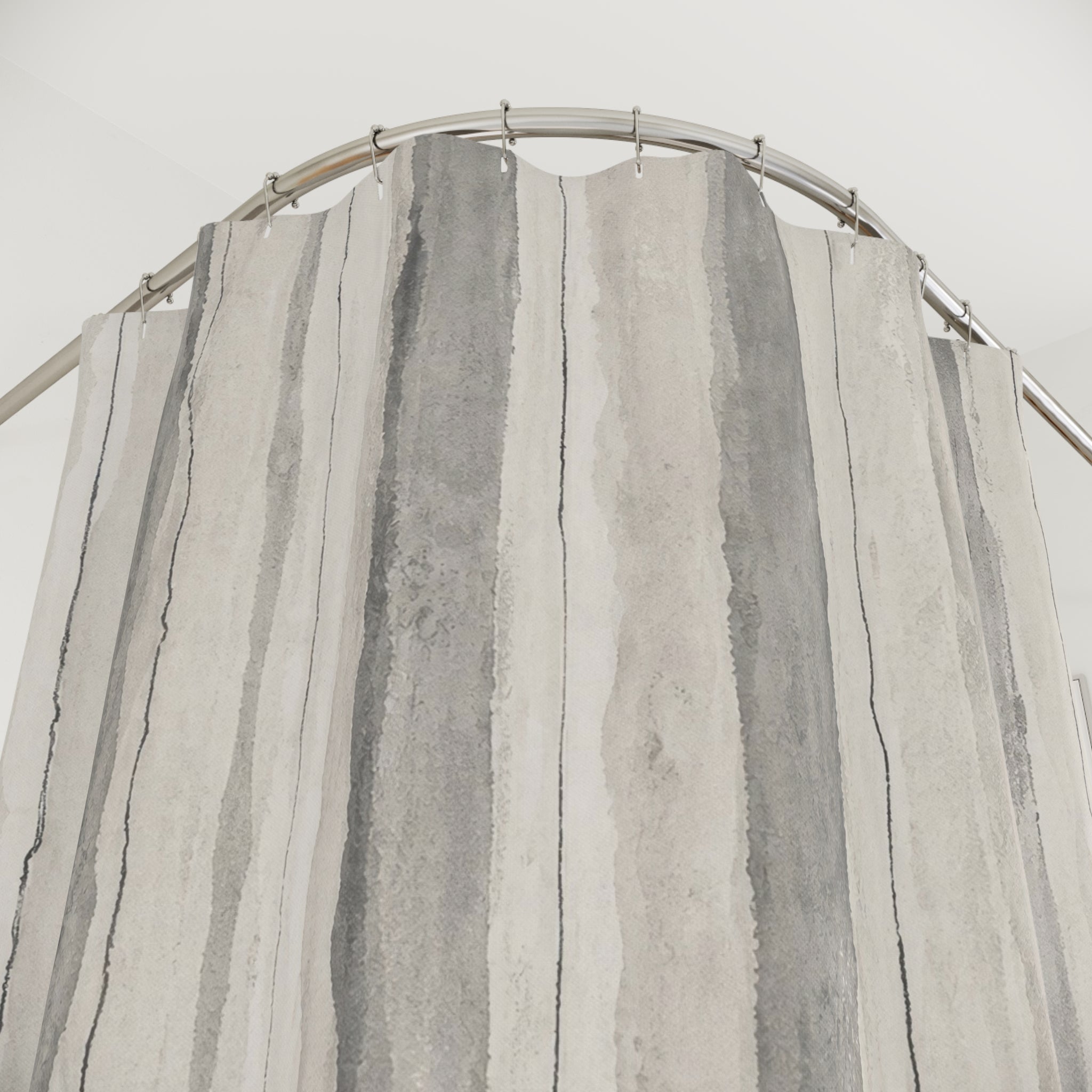 Grey Stone Stripe Shower Curtain, Gray Charcoal Classic Bathroom Decor, Modern Stripe Bath Curtain, Guest Bath Decor, Small Bathroom Decor