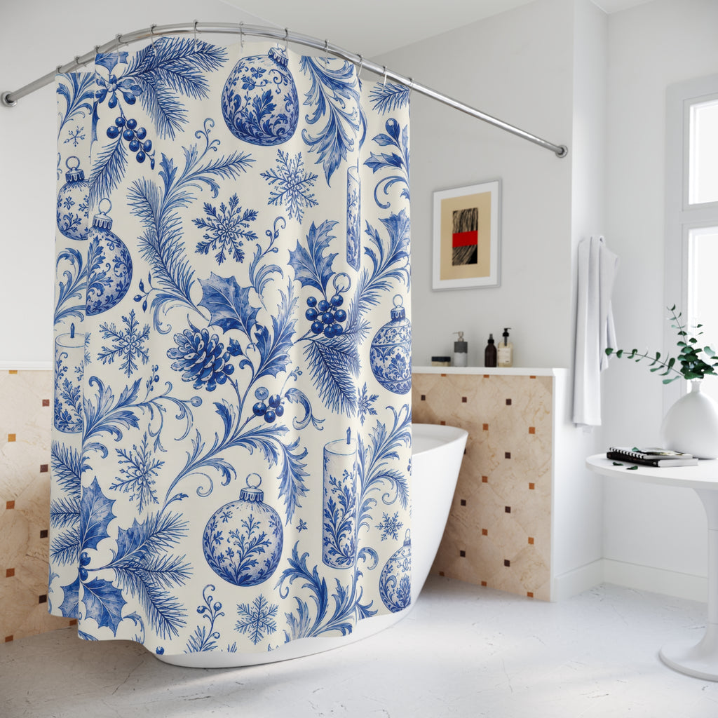 Toile Ornament Snowflake Shower Curtain
