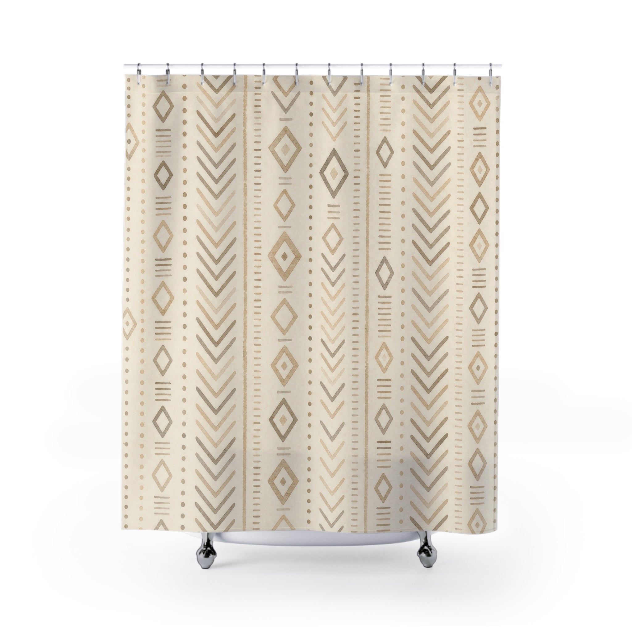 Beige Diamond Chevron Stripe Shower Curtain