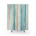 Turquoise Watercolor Vertical Stripe Shower Curtain
