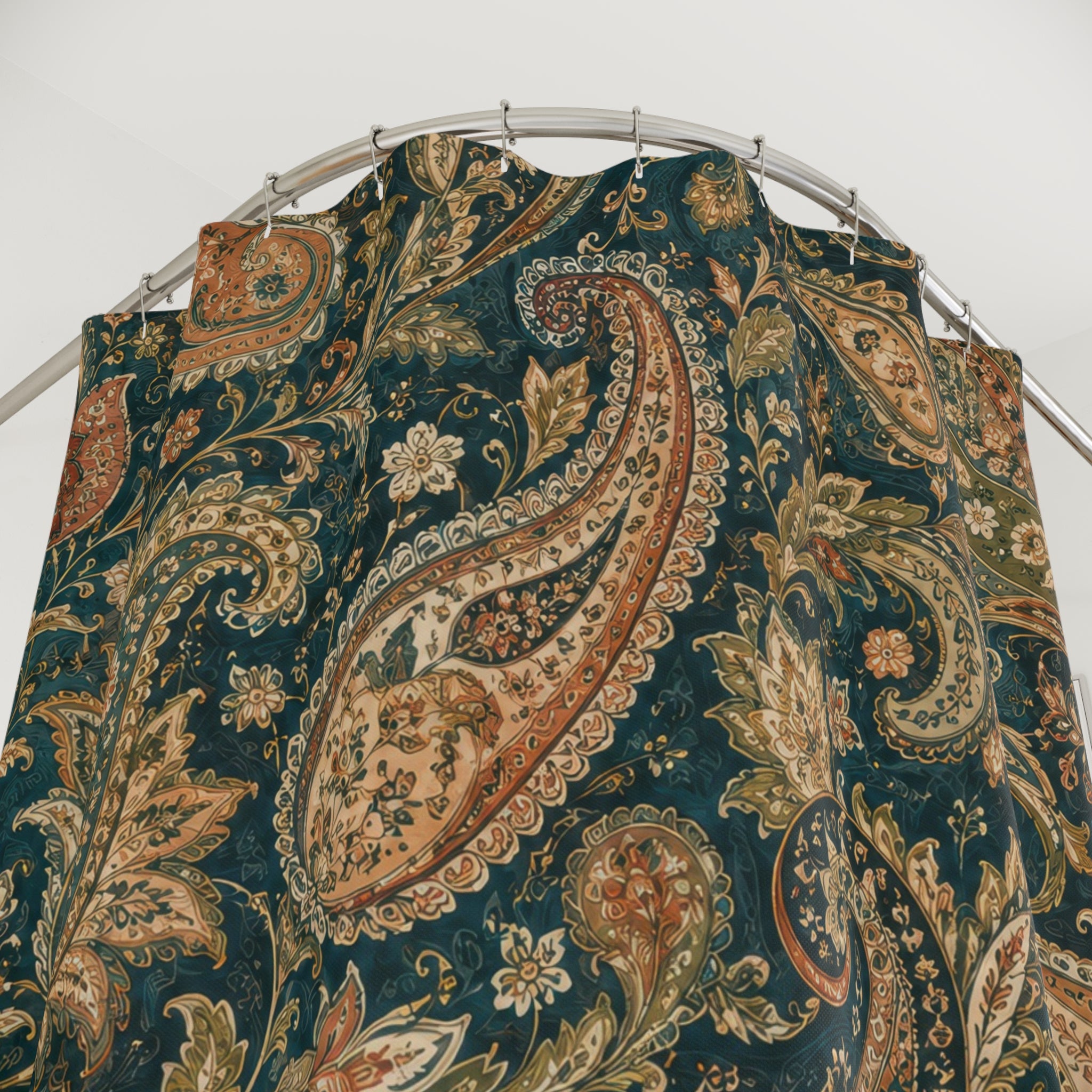 Paisley Shower Curtain: Teal Boho Textile