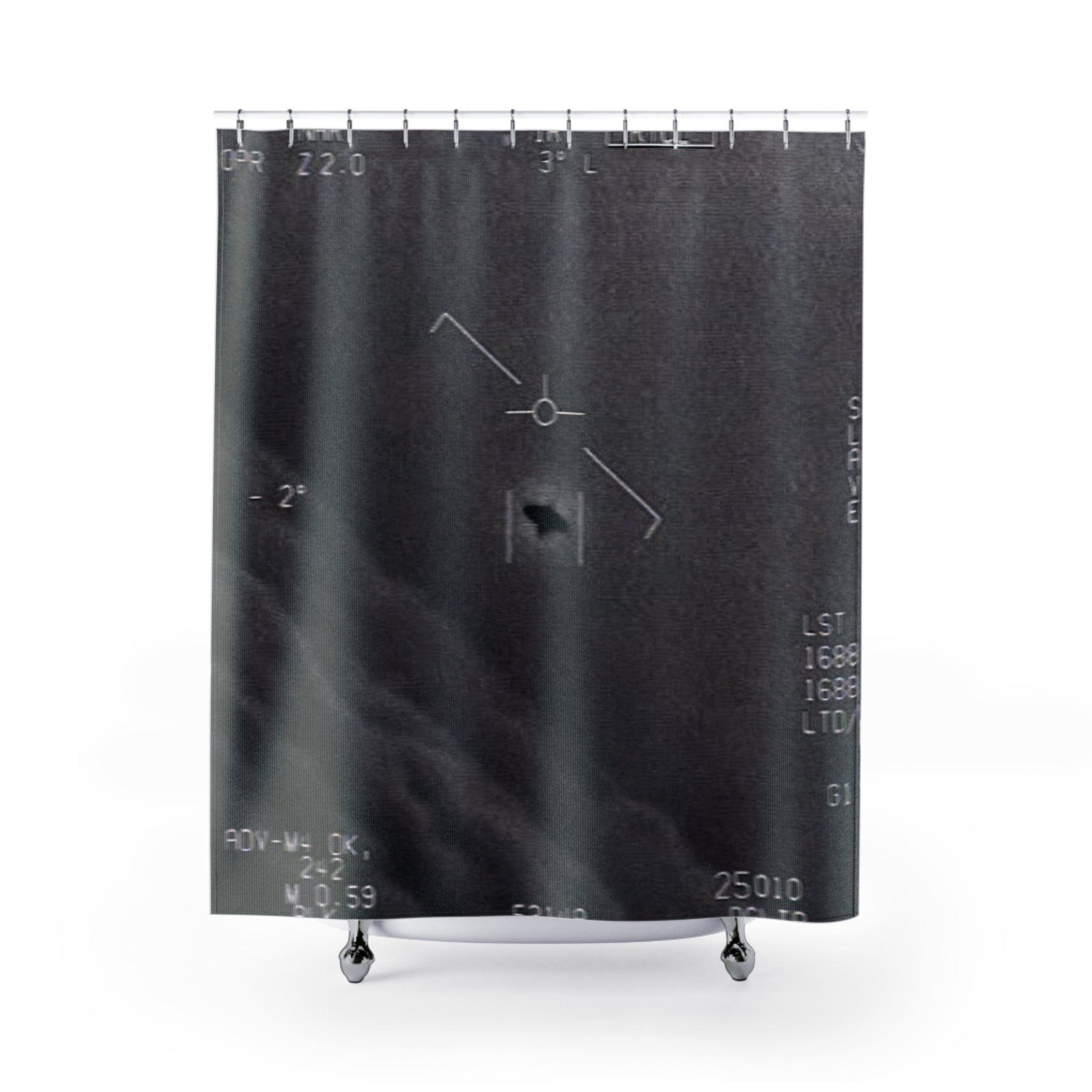 Navy Gimbal UFO Shower Curtain: Black White Thermal Video