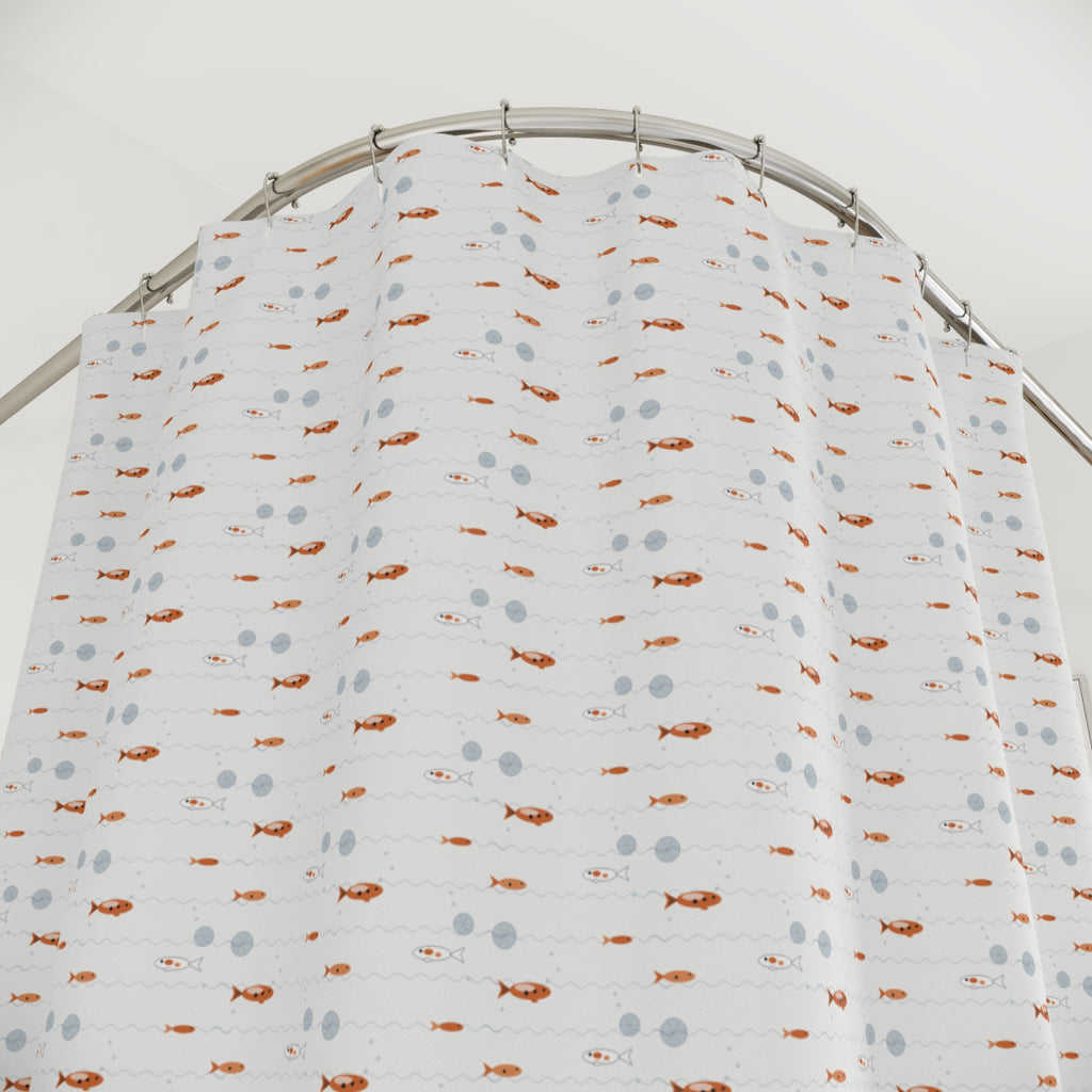 Koi Fish Shower Curtain – Orange & White Chinoiserie