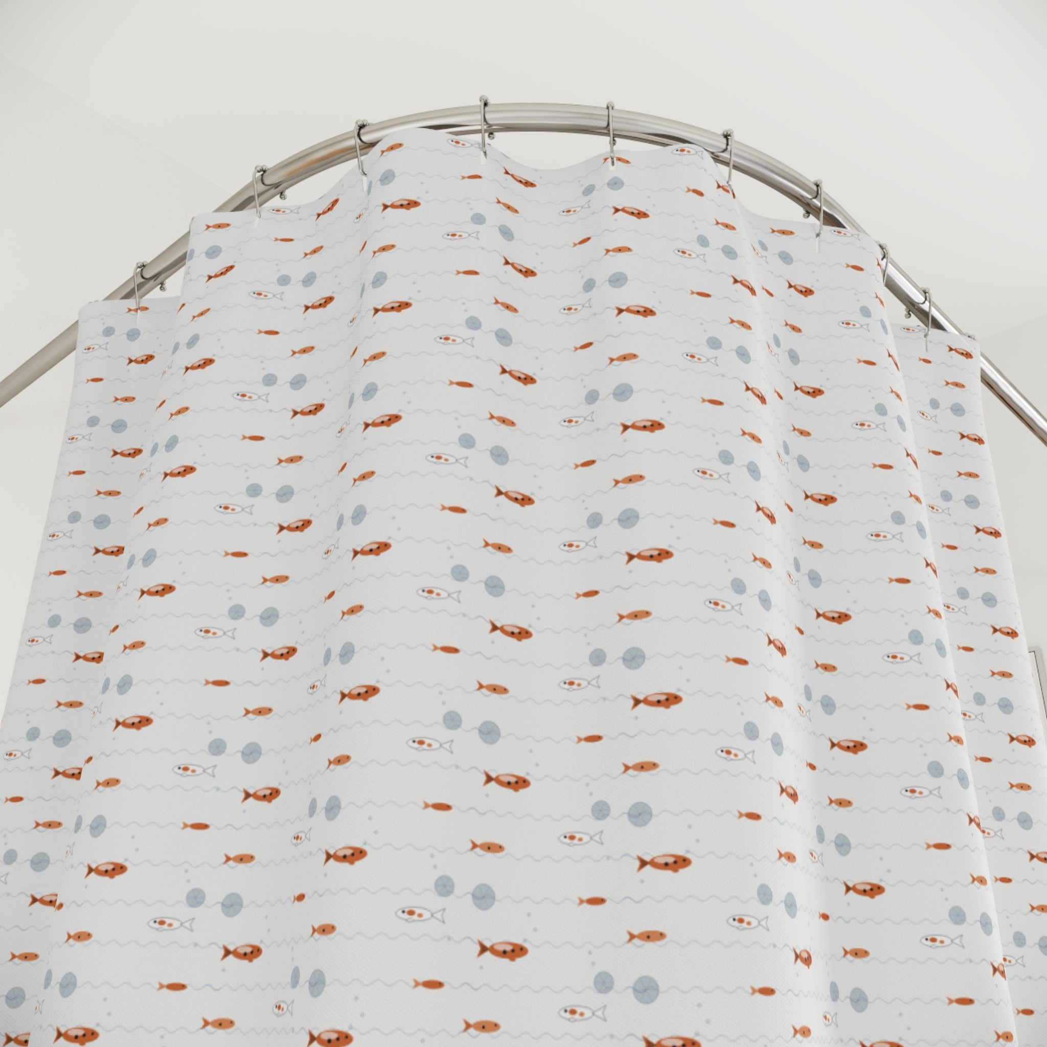 Koi Fish Shower Curtain – Orange & White Chinoiserie