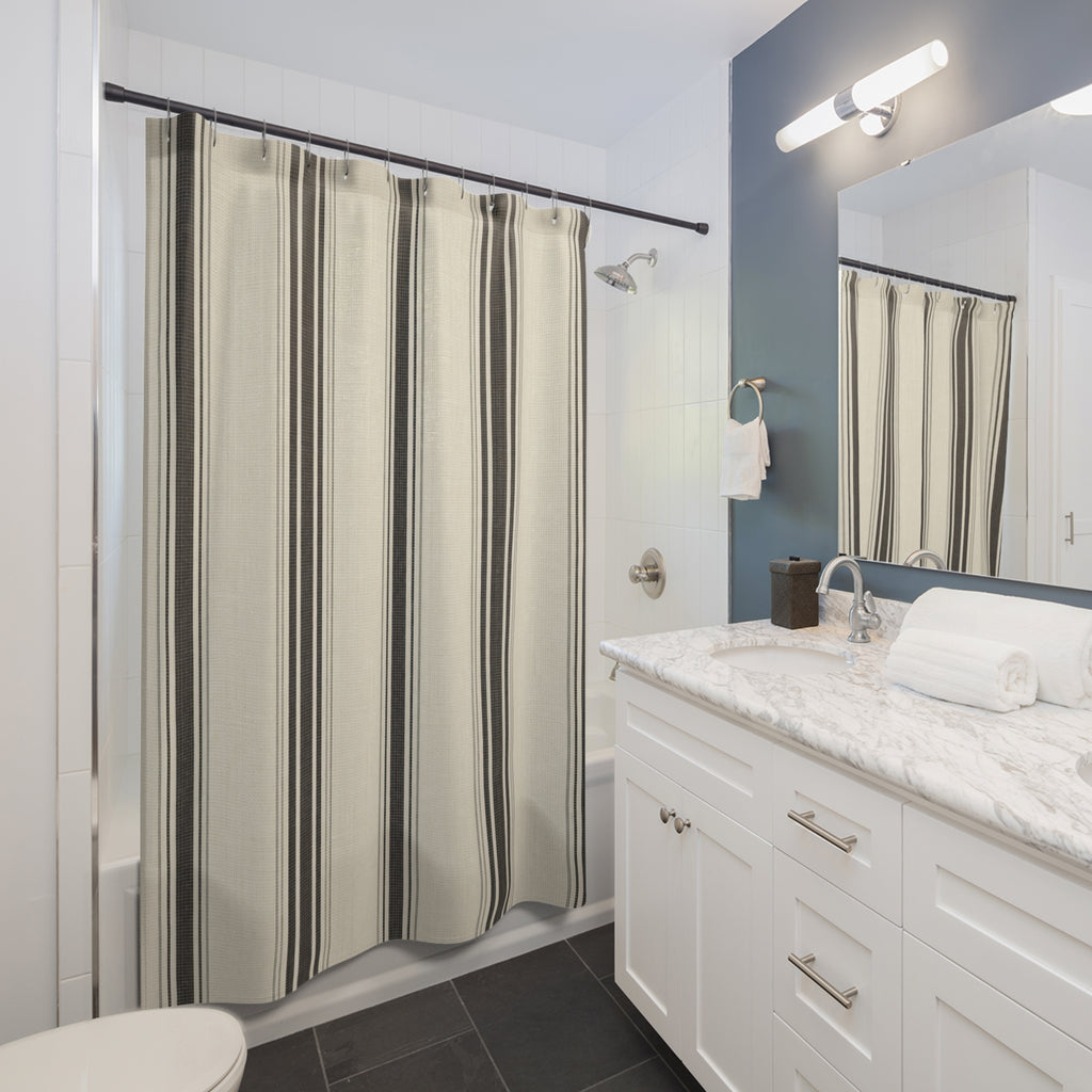 Black Ivory Stripe Shower Curtain