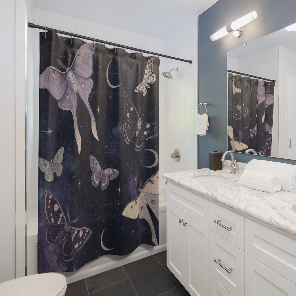 Lavender Purple Celestial Moth Shower Curtain
