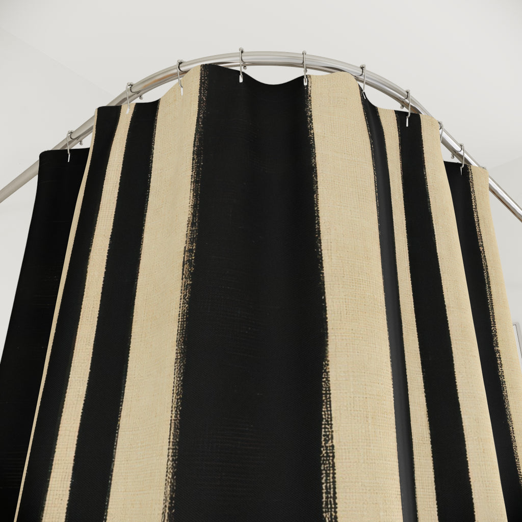 Cream Vertical Stripe Shower Curtain