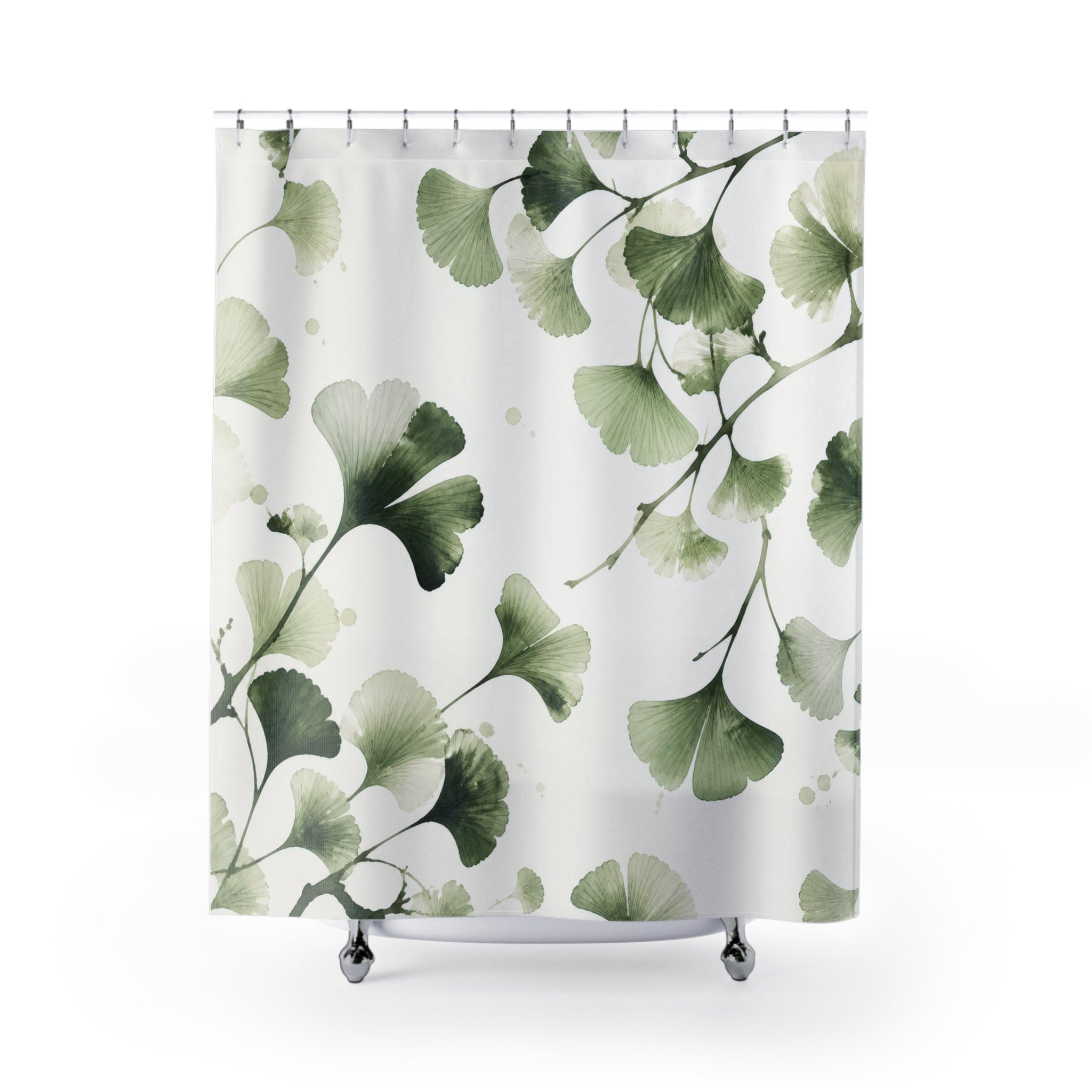Watercolor Ginkgo Leaf Shower Curtain